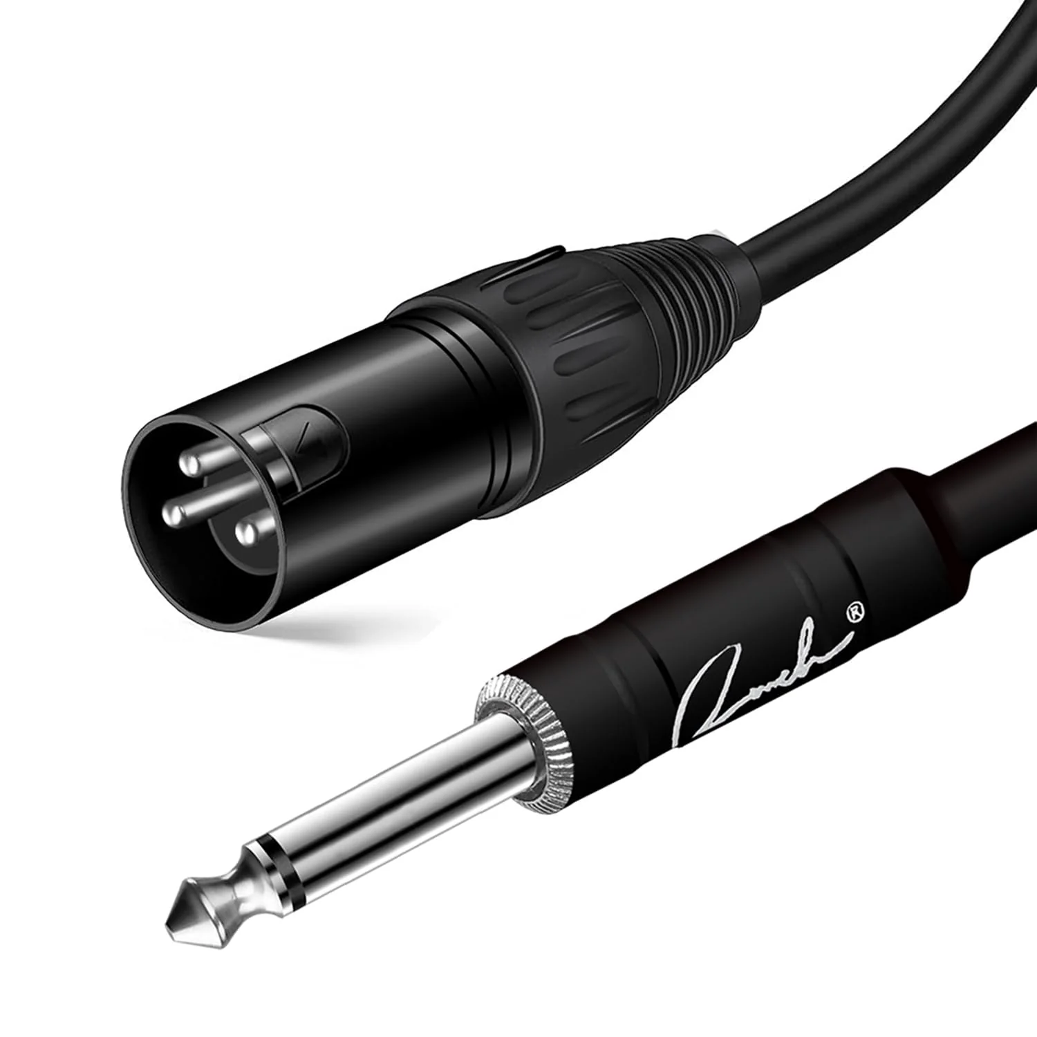 Ranch 2Pcs 25ft Male XLR to 1/4 TS Mono Jack Microphone Cable Quarter Inch to XLR Male Unbalanced Interconnect Cable - Black 2 Pack 25 Feet - Image 2