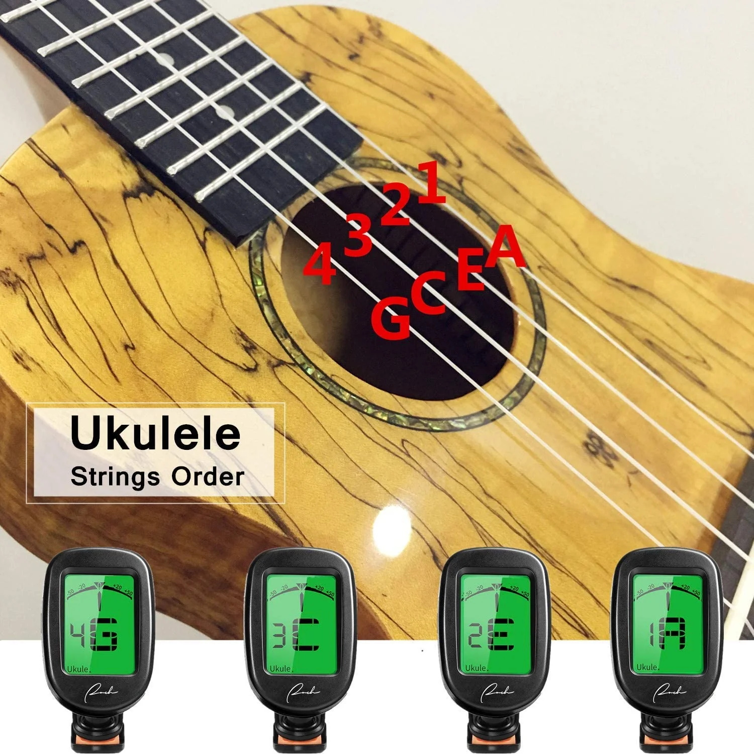 Ranch 5 pcs Guitar Tuner Clip On for Acoustic/Electric Guitar, Ukulele, Violin, Bass, Banjo and Chromatic Tuning Modes Black-5-Pack - Image 4