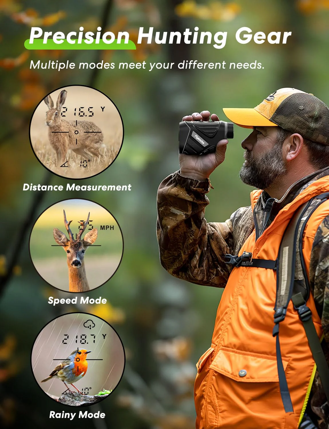 Range Finder for Hunter, 2000Y Hunting Rangefinder with Rechargeable Battery, 7X Zoom Laser Rangefinder, Clear Accurate Range Finder for Shooting/Golf with Slope Mode, Easy to Use - Image 3
