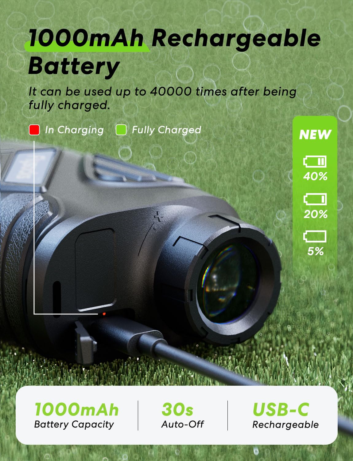 Range Finder for Hunter, 2000Y Hunting Rangefinder with Rechargeable Battery, 7X Zoom Laser Rangefinder, Clear Accurate Range Finder for Shooting/Golf with Slope Mode, Easy to Use - Image 5