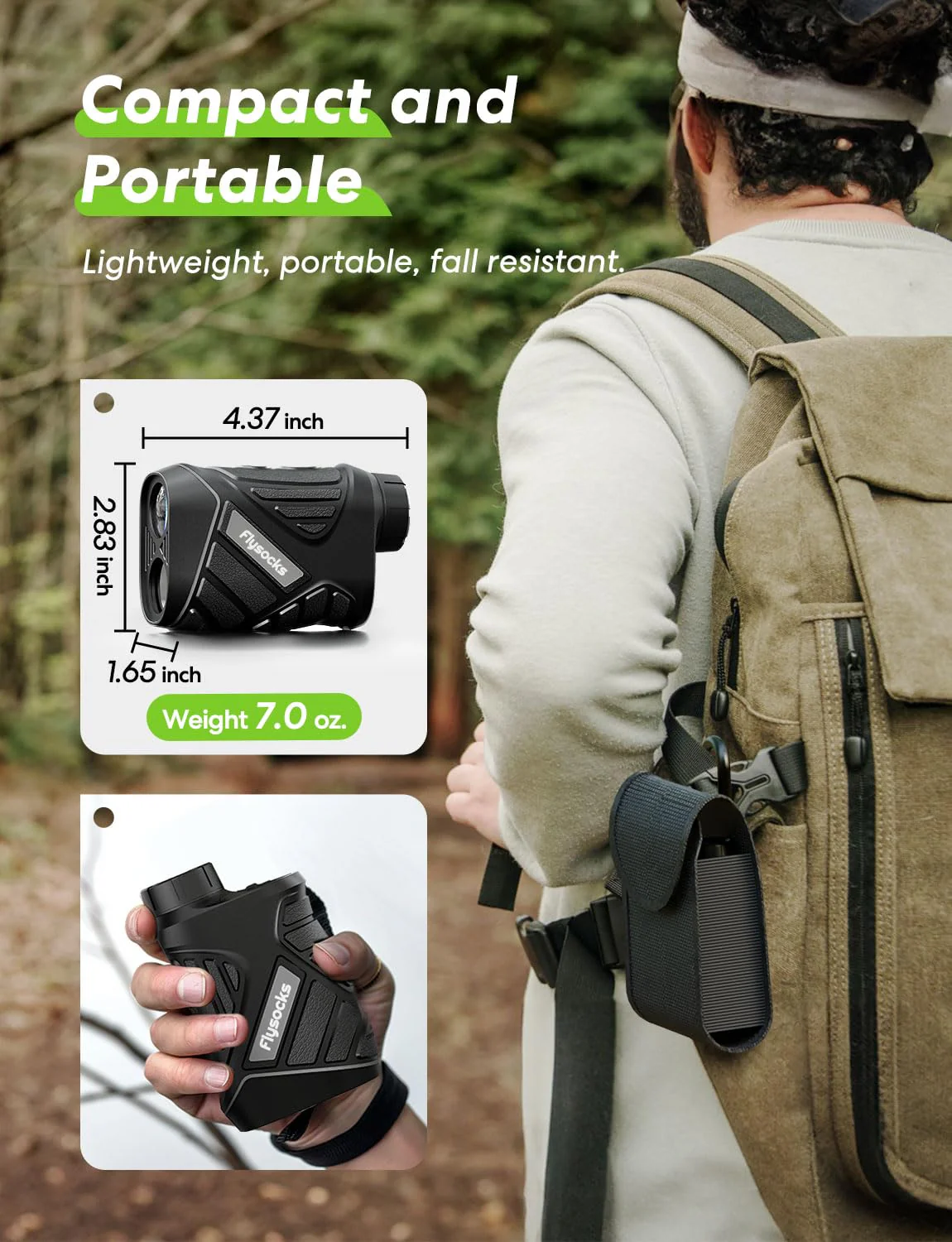 Range Finder for Hunter, 2000Y Hunting Rangefinder with Rechargeable Battery, 7X Zoom Laser Rangefinder, Clear Accurate Range Finder for Shooting/Golf with Slope Mode, Easy to Use - Image 6