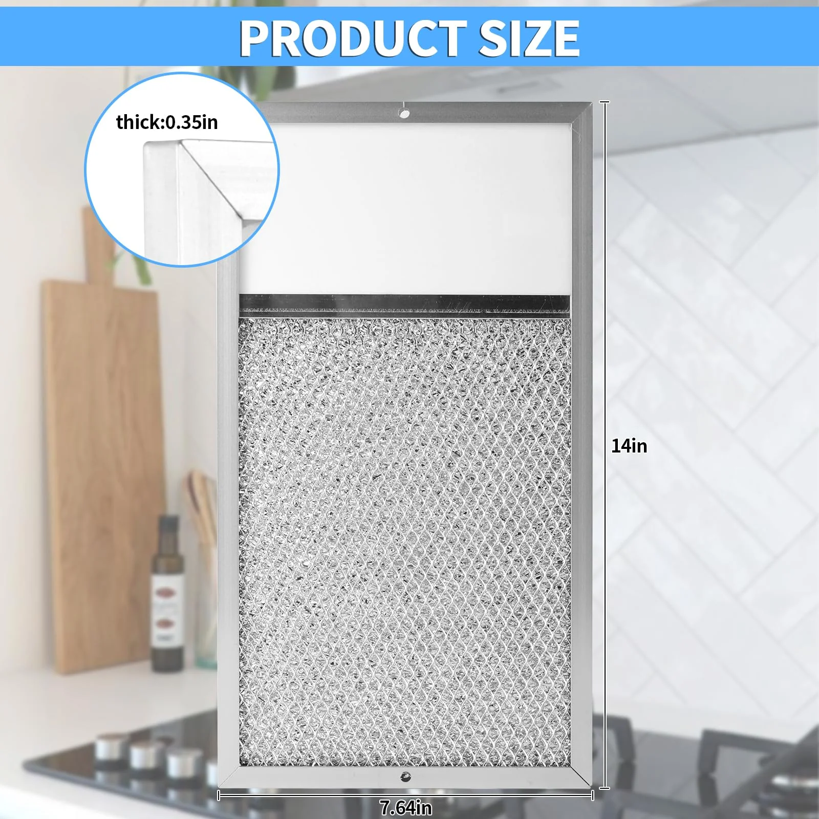 Range hood Filter with Light Lens Replacement for Broan R610027 SR610027 1568322 1568323 PM25WW PM25BL AL9245 Aluminum Mesh Grease Lens Range Hood Replacement Filter 7-5/8 x 14-1/8 x 3/8 Inch 2-Pack - Image 3