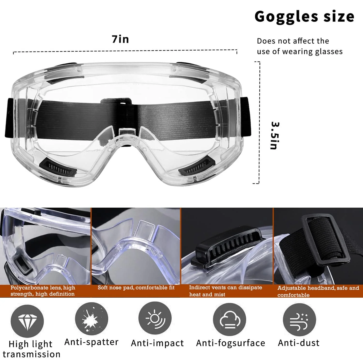 RANKSING Respirator Mask with Filters and Safety Glasses to Against Dust Gases while Painting Spraying 6200-glasses-5n11-6001 - Image 5