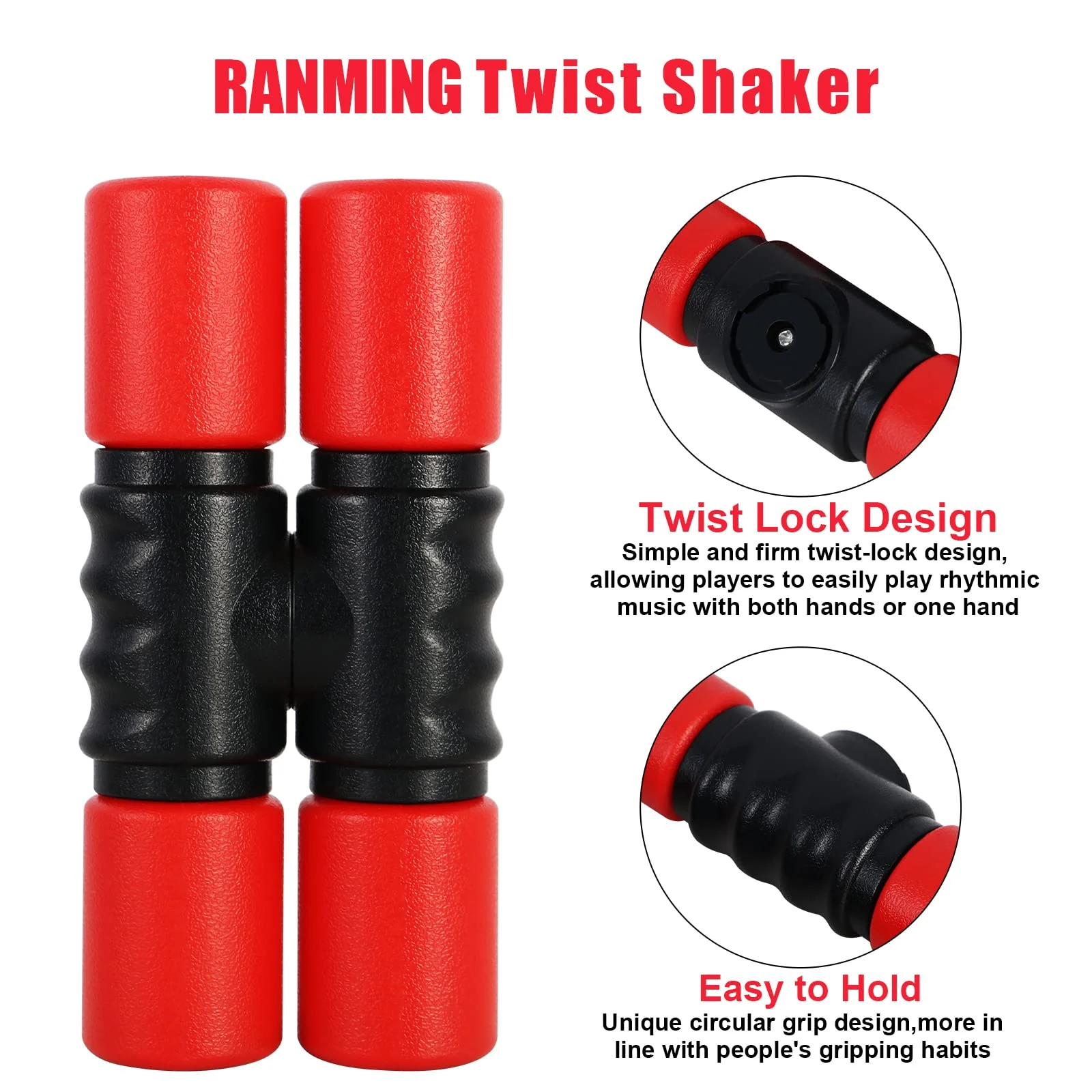 RANMING Twist Shaker 3PCS Double Row Shakers Percussion Instruments Set Medium Volumelatin Latin Percussion Instruments for Studio,Band,Drummers(Yellow-Blue-Red) Yellow-Blue-Red - Image 2