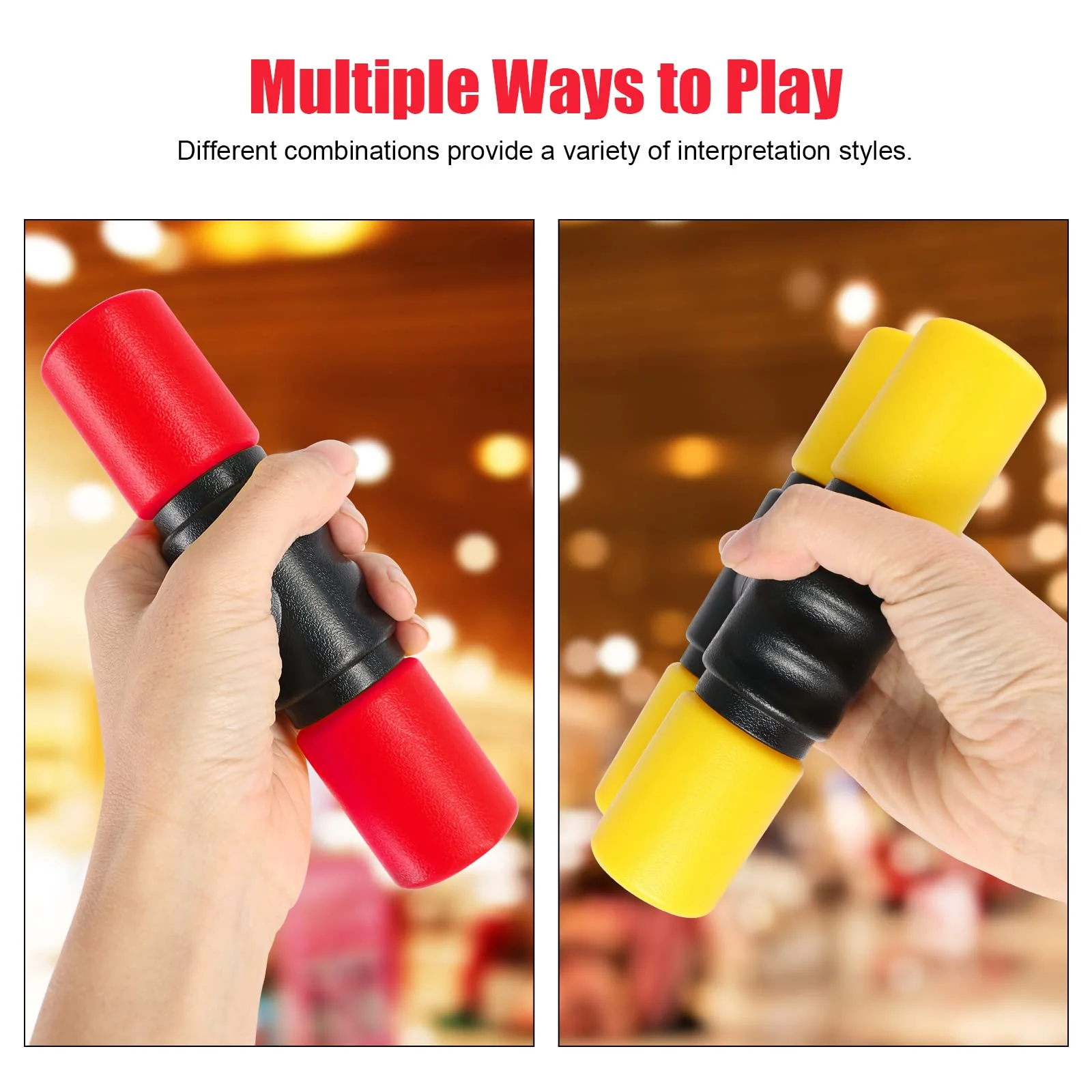 RANMING Twist Shaker 3PCS Double Row Shakers Percussion Instruments Set Medium Volumelatin Latin Percussion Instruments for Studio,Band,Drummers(Yellow-Blue-Red) Yellow-Blue-Red - Image 6