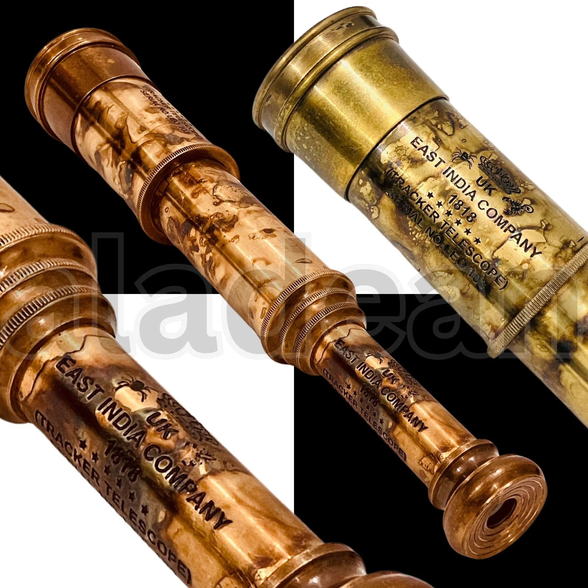 Rare Brass Telescope Spyglass - East India Company 1818 Tracker Vintage Pirate Spyglass Scope Antique Large Handstitched Leather Gift Box (BT-EIC17) BT-EIC17 - Image 4