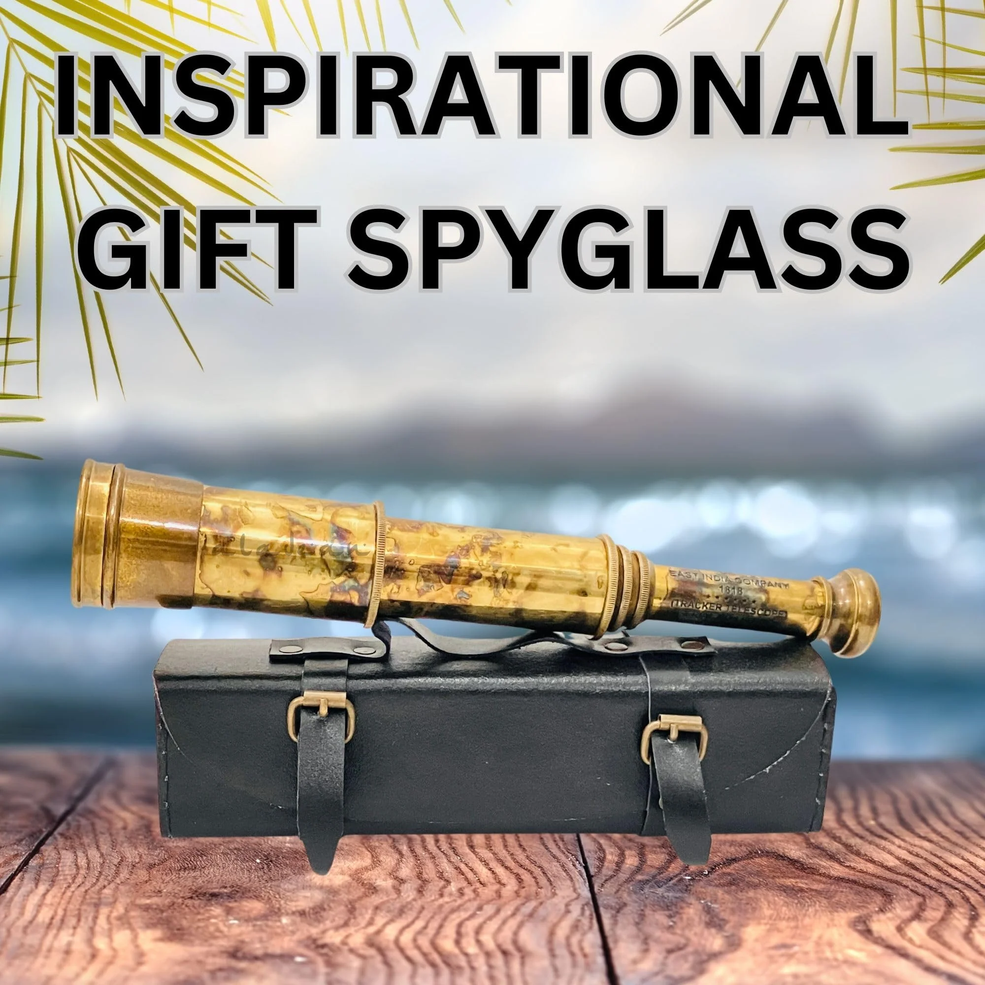 Rare Brass Telescope Spyglass - East India Company 1818 Tracker Vintage Pirate Spyglass Scope Antique Large Handstitched Leather Gift Box (BT-EIC17) BT-EIC17 - Image 5