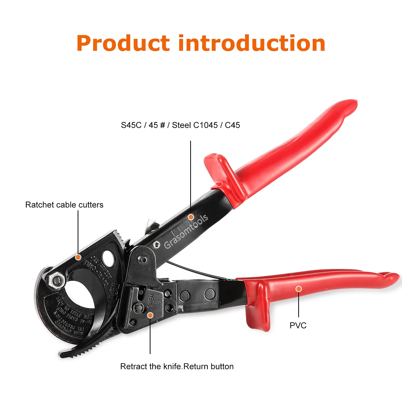 Ratchet Cable Cutter,Ratcheting Cutter and Wire Cable Cutter Cut up to 240mm², HS325A Heavy Duty Aluminum and Copper Ratchet Cable Cutter (HS325) HS325 - Image 3