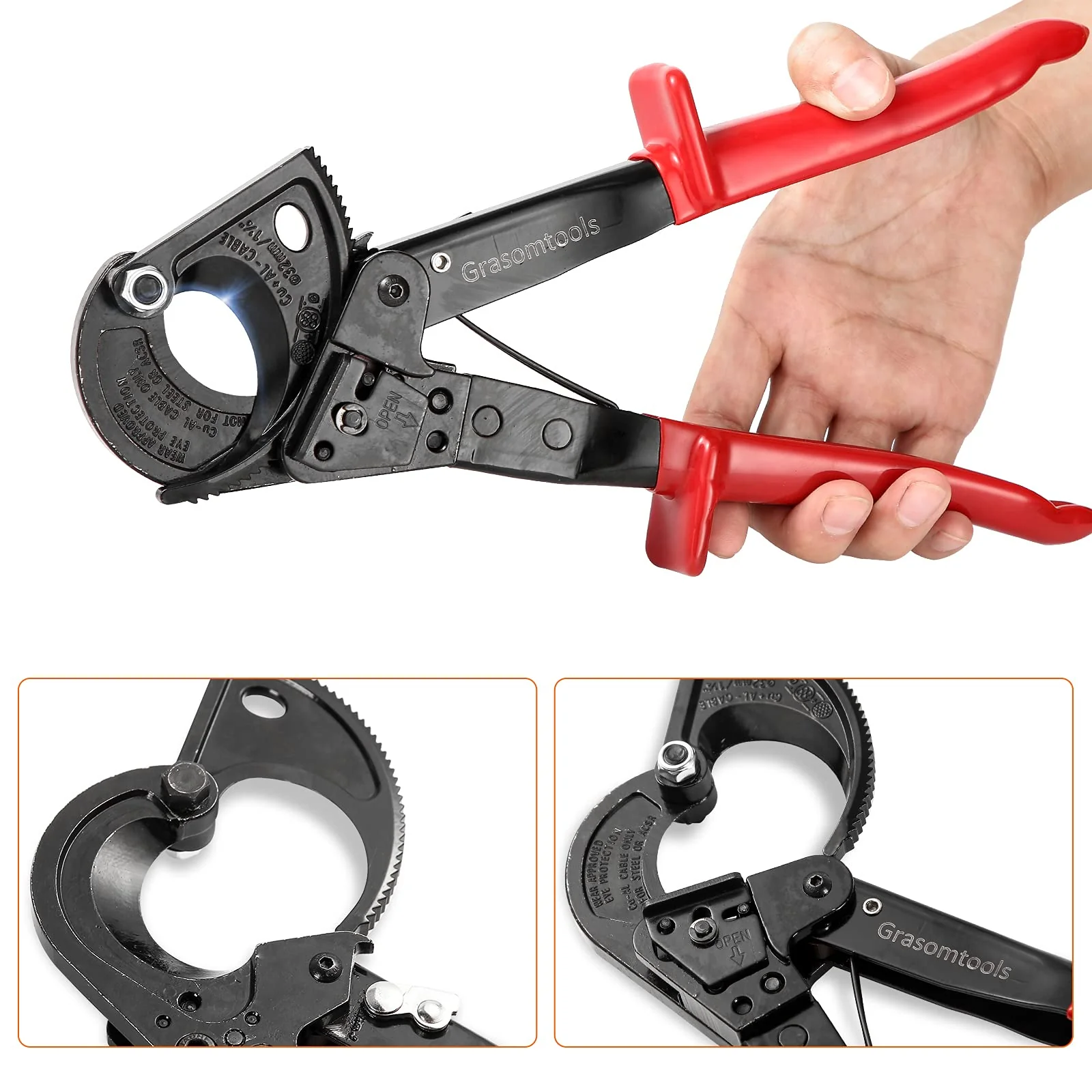 Ratchet Cable Cutter,Ratcheting Cutter and Wire Cable Cutter Cut up to 240mm², HS325A Heavy Duty Aluminum and Copper Ratchet Cable Cutter (HS325) HS325 - Image 4