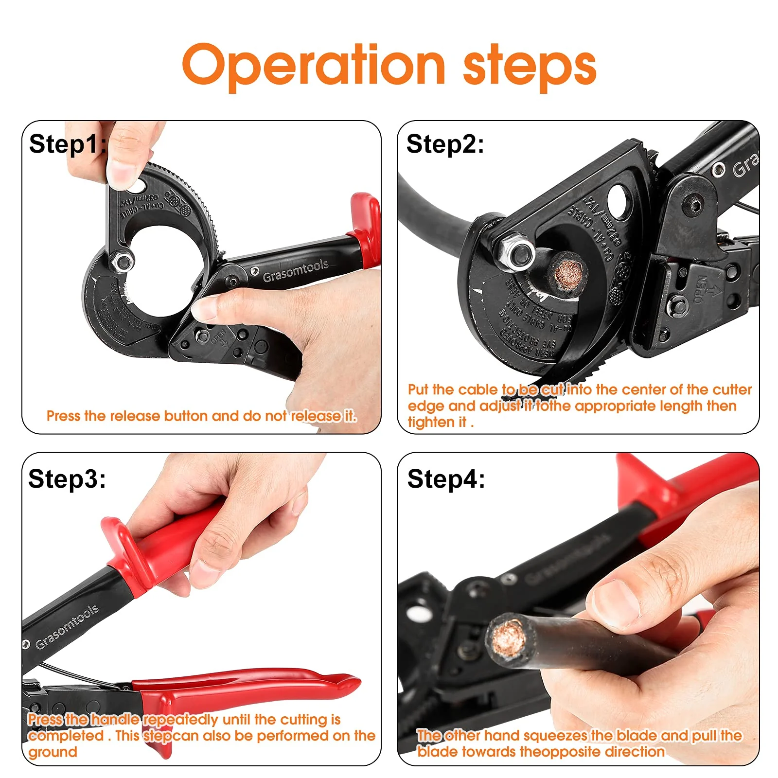 Ratchet Cable Cutter,Ratcheting Cutter and Wire Cable Cutter Cut up to 240mm², HS325A Heavy Duty Aluminum and Copper Ratchet Cable Cutter (HS325) HS325 - Image 6