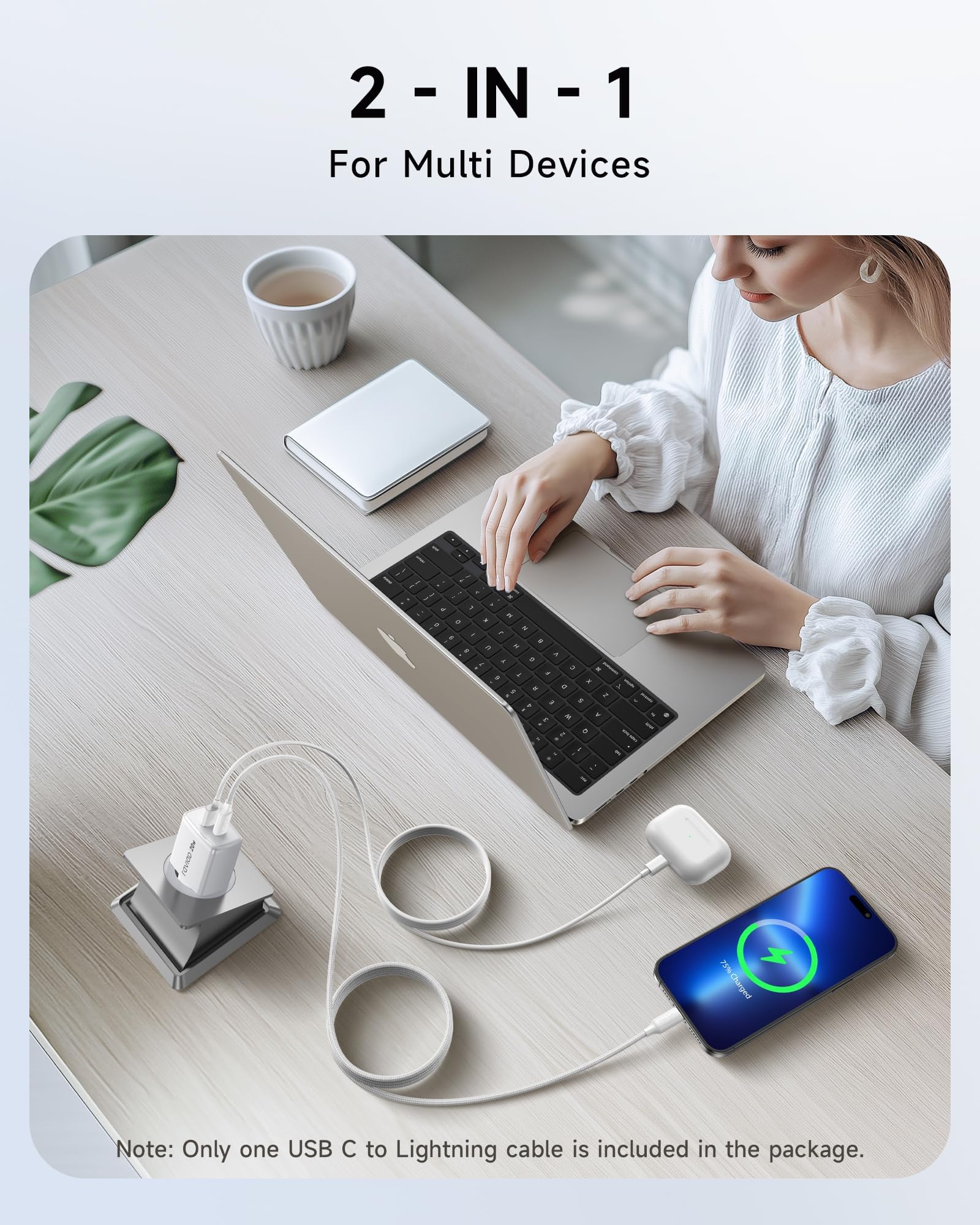RAVIAD iPhone Charging Cable and Quick Charger [MFi Certified] 20W iPhone Charger, 2M USB C to Lightning Cable with Power Adapter Charging Plug for iPhone 14 Pro Max 13 Plus 12 11 SE X iPad 1-Pack mit 2M Kabel - Image 3