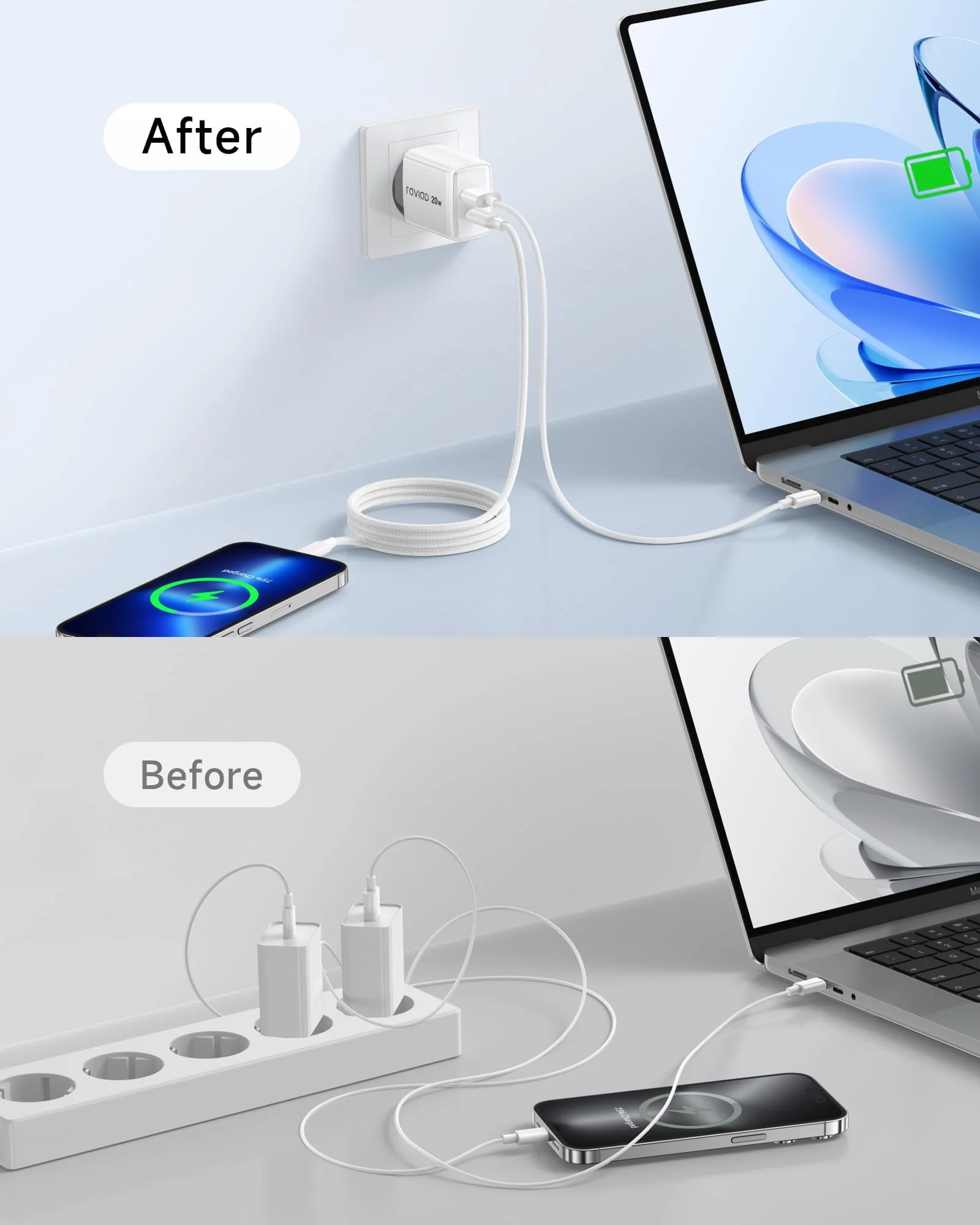 RAVIAD iPhone Charging Cable and Quick Charger [MFi Certified] 20W iPhone Charger, 2M USB C to Lightning Cable with Power Adapter Charging Plug for iPhone 14 Pro Max 13 Plus 12 11 SE X iPad 1-Pack mit 2M Kabel - Image 4