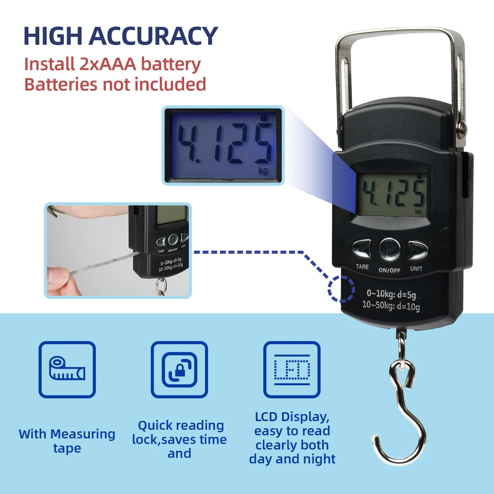 RAWILL Fishing Kit,Filleting Knife,Hook Remover,Fish Grip, Line Cutter,Fishing Scale, Pliers with Lanyards,Not Include Batteries Black - Image 5