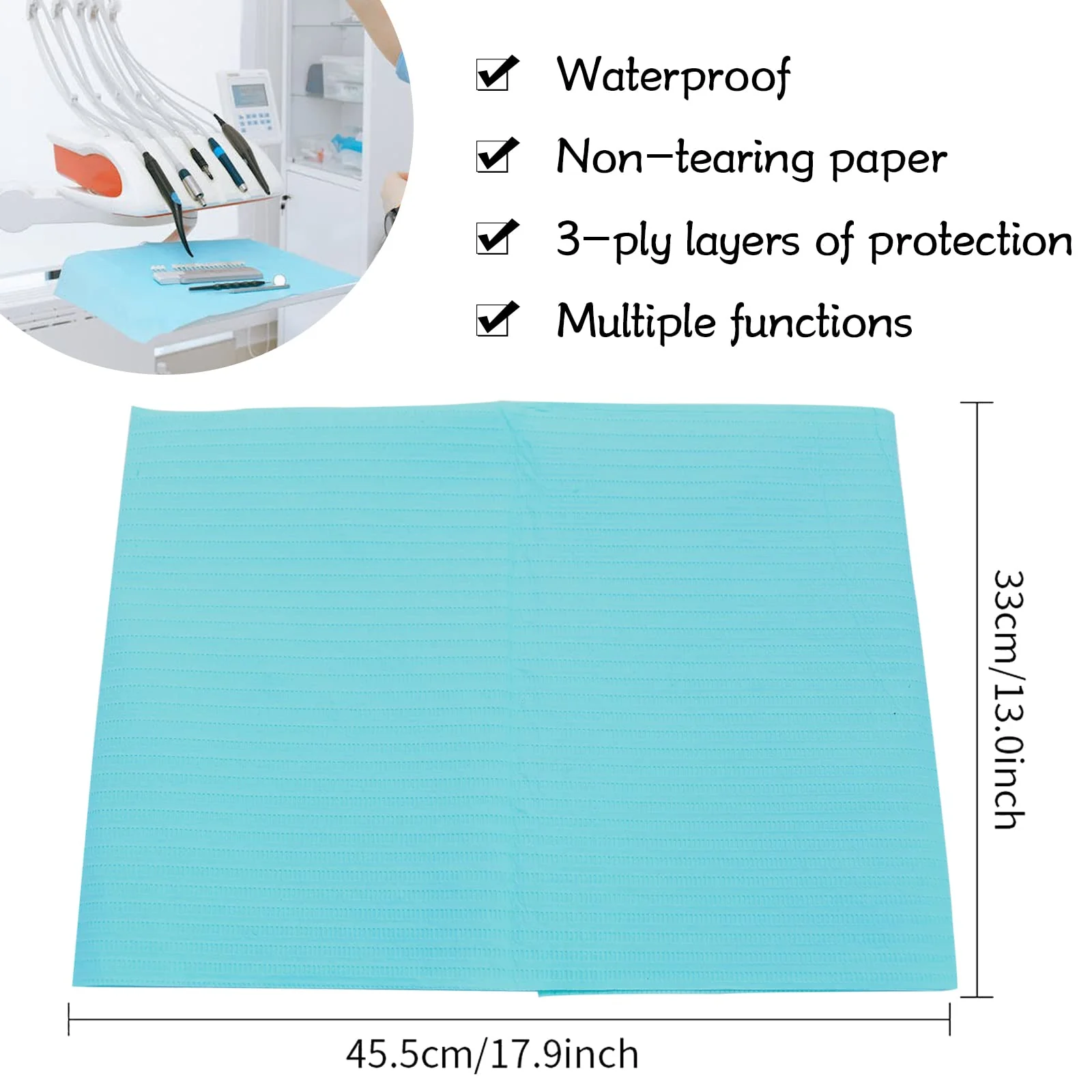 Rayyl Dental Bibs Blue Pack of 50 Disposable Waterproof Tattoo Bibs Tattoo Tablecloths Clean Pad Clean Tattoo Tray Tattoo Accessories Blue-50pcs - Image 2