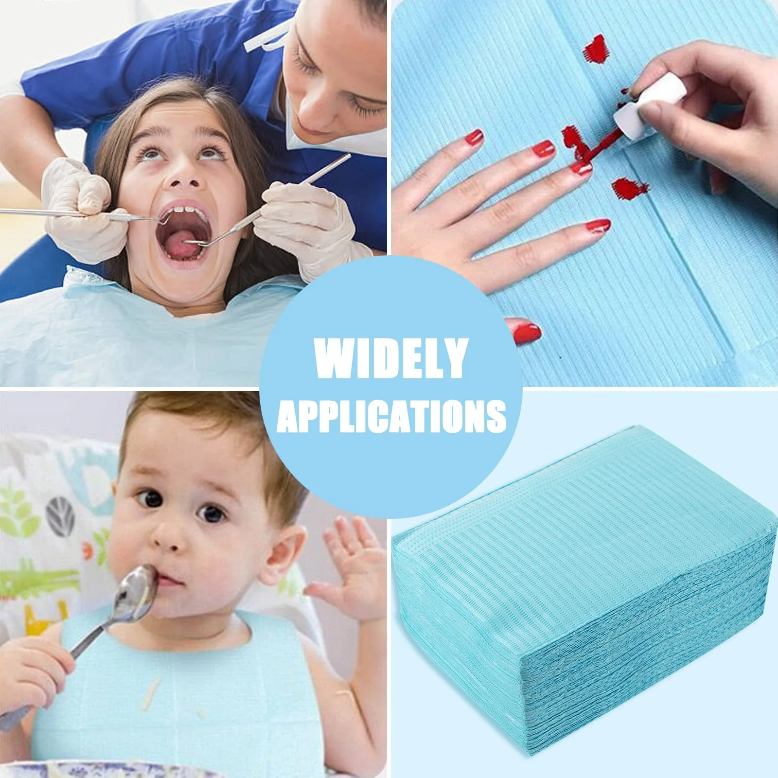 Rayyl Dental Bibs Blue Pack of 50 Disposable Waterproof Tattoo Bibs Tattoo Tablecloths Clean Pad Clean Tattoo Tray Tattoo Accessories Blue-50pcs - Image 7
