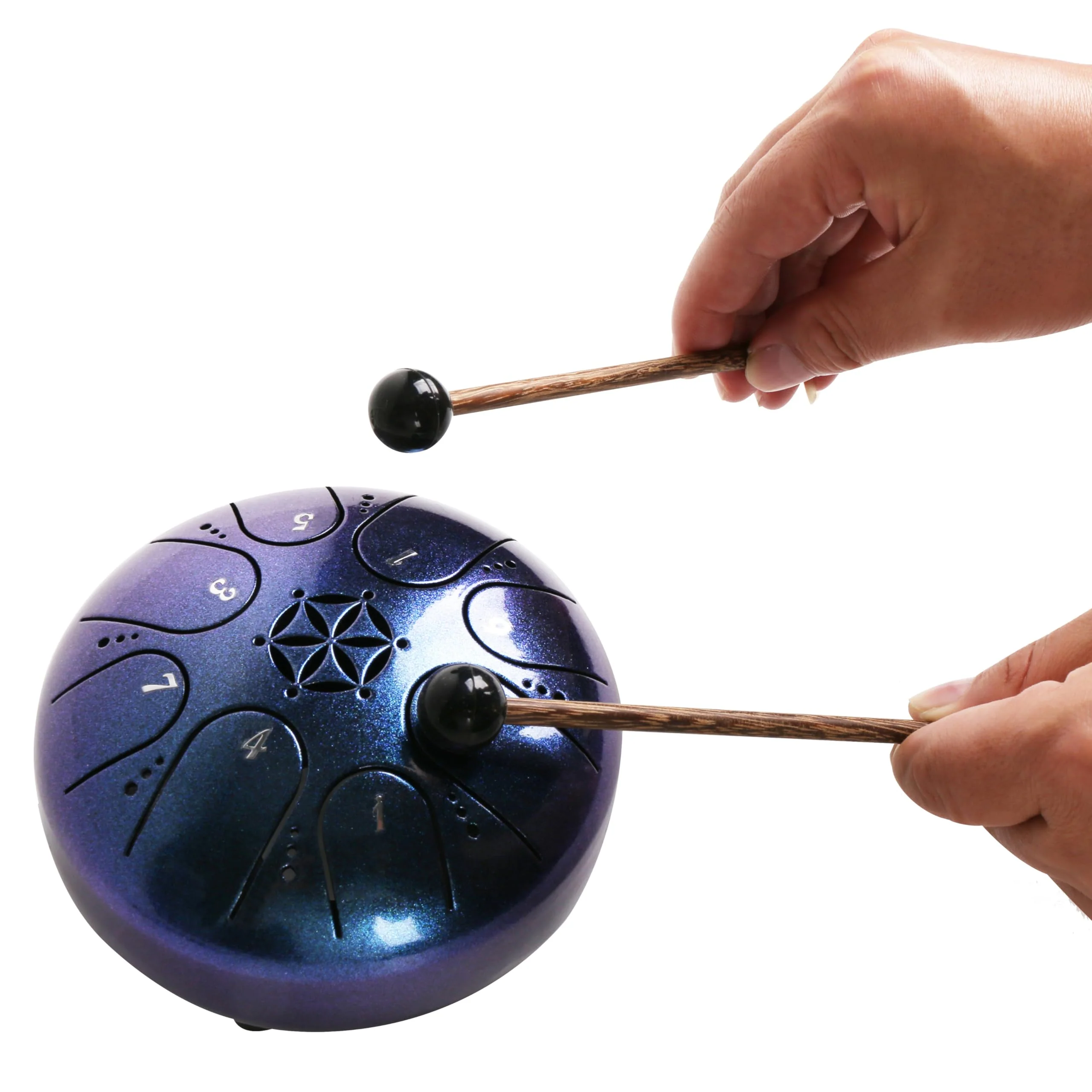 Rayzm Titanium Steel Tongue Drum with a Carry Bag, 5 Inches (13cm) 8 Notes Diatonic Scale Handpan Tank Drum Kit, Portable C-Key Percussion Instrument. Blue - Image 6