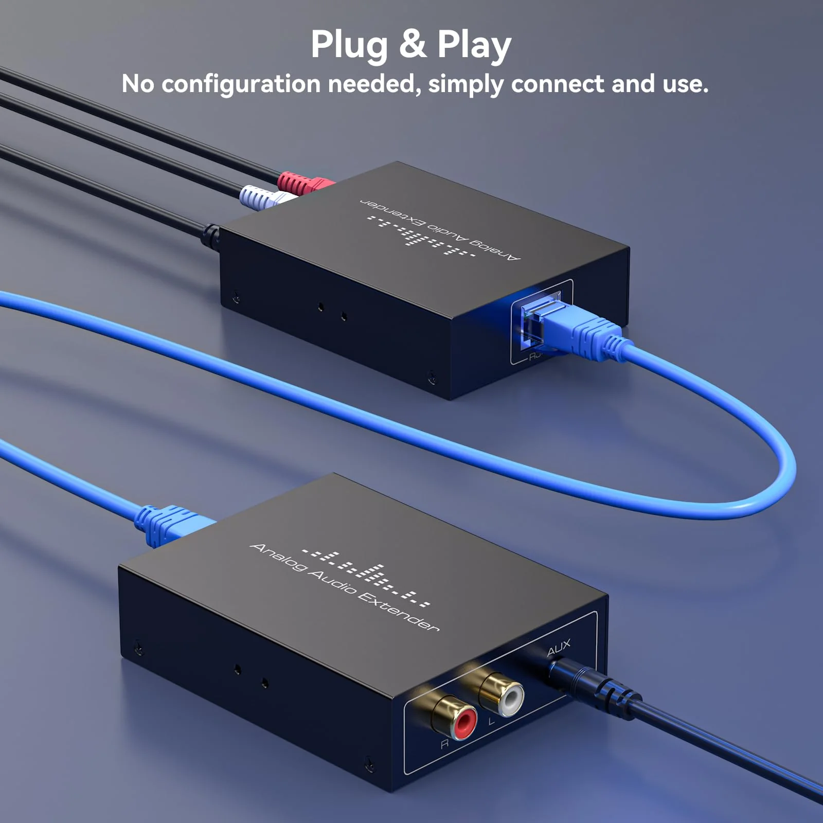 RCA /3.5MM Stereo Analog Audio Extender Over Ethernet LAN Single Cat5e/6 Cable, up to 1640FT/500M No External Power Required for Home Theater Church AMP Long Distance Audio Transmission - Image 3
