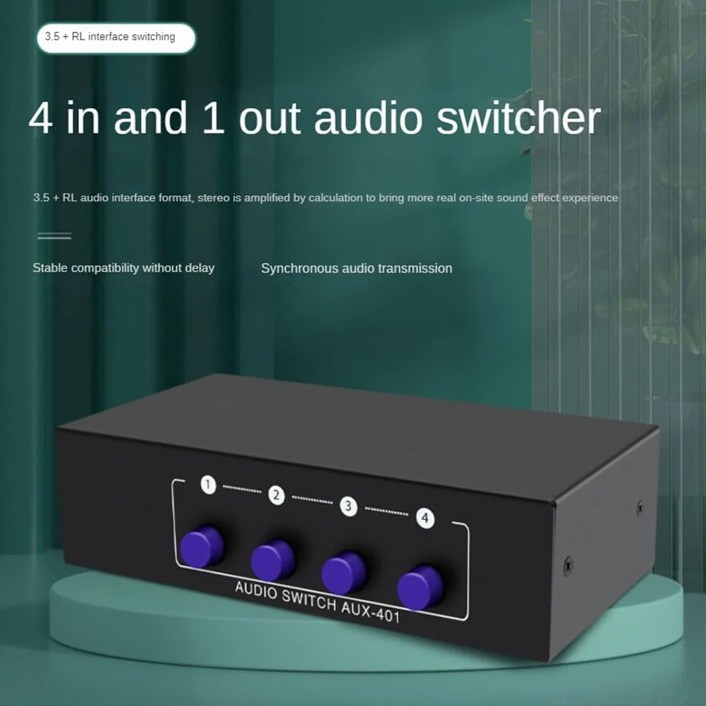 RCA AUX Audio Switcher 4 in 1 out, BolAAzuL Stereo Audio Selector 4X1 Passive 3.5mm Aux L/R RCA Audio Switch Box Analog Audio Selector - Image 6