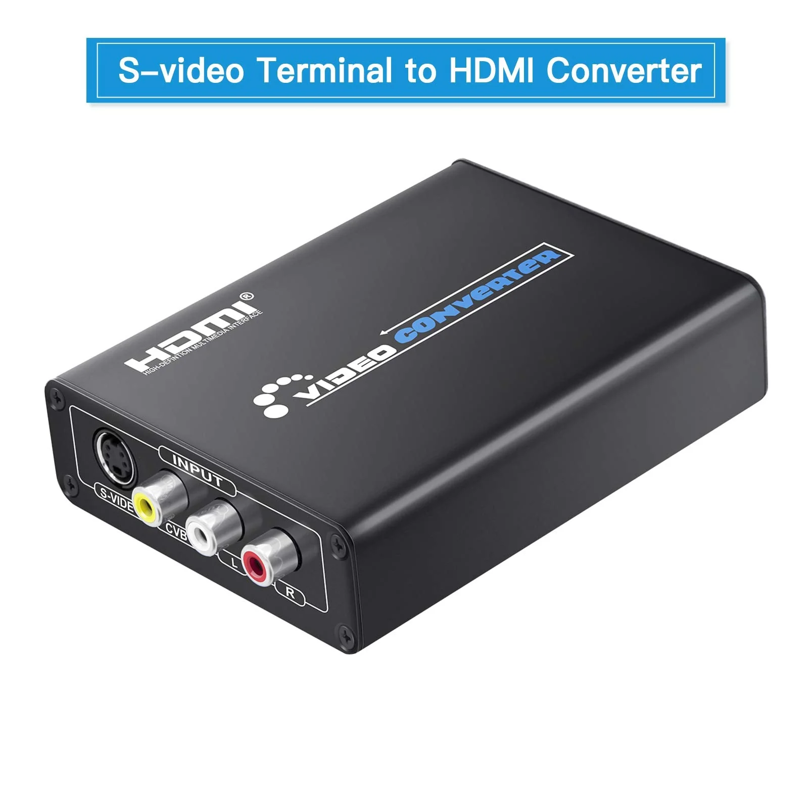 RCA Svideo to HDMI Converter with AV + S-Video Cables, RCA Composite CVBS AV or Svideo + R/L Audio Input to HDTV Output Upscale Converter - Image 2