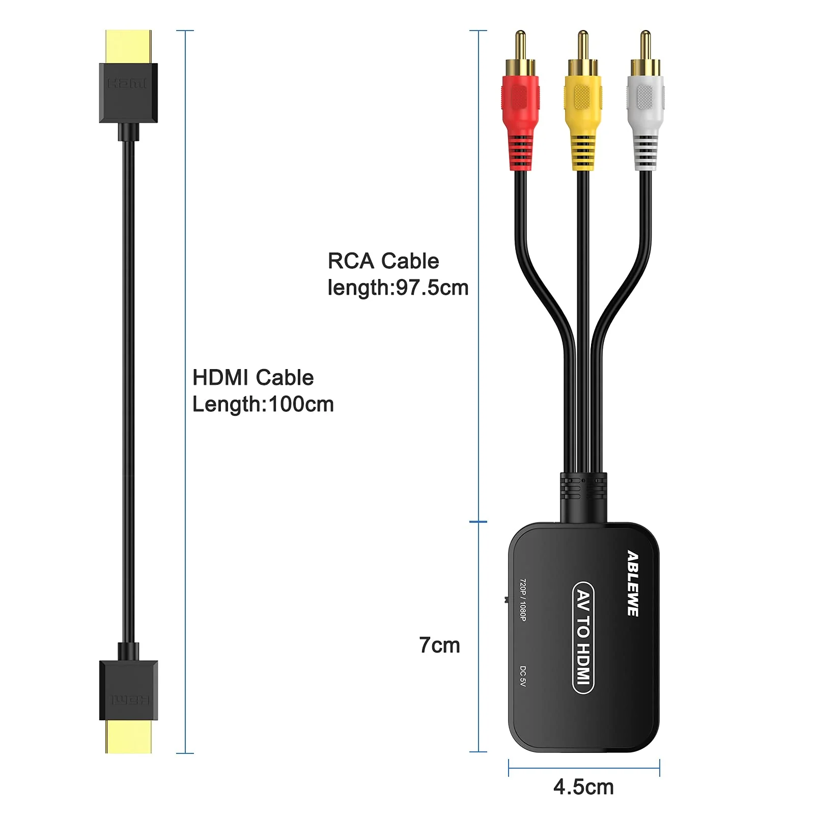 RCA to HDMI Converter,1080P Composite to HDMI Adapter with RCA Cable & HDMI Cable Supports PAL/NTSC for Roku/VHS/VCR/Blue-ray DVD Players-2021 Newest - Image 8