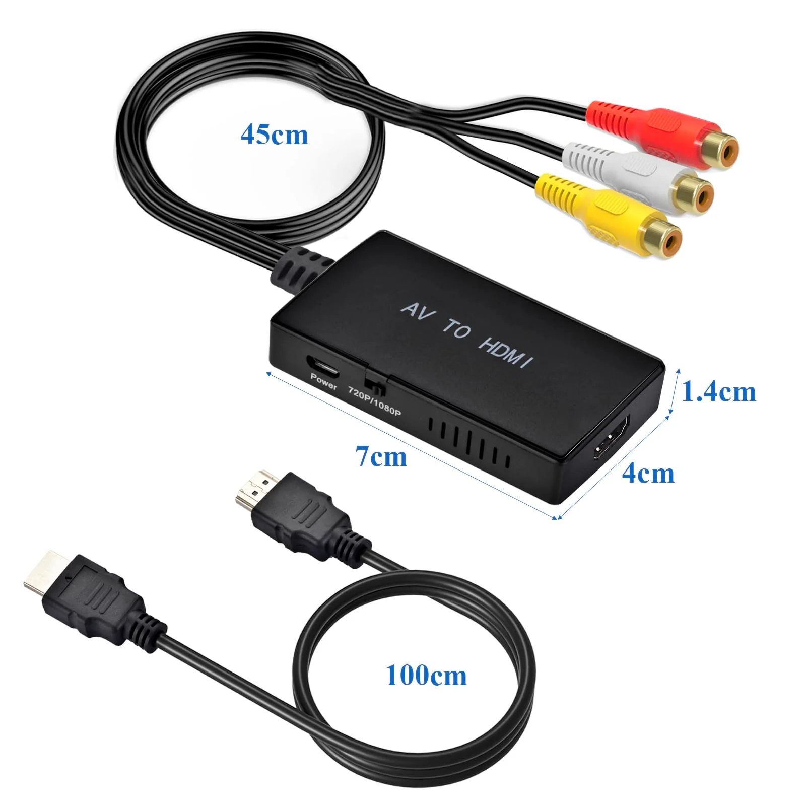 RCA to HDMI Converter,AV to HDMI Adapter,RCA to HDMI Composite Audio Video Converter for PS1, PS2, PS3, STB, Xbox, VHS, VCR,Black-Ray DVD Players Converter(With HDMI and RCA Cable) - Image 4