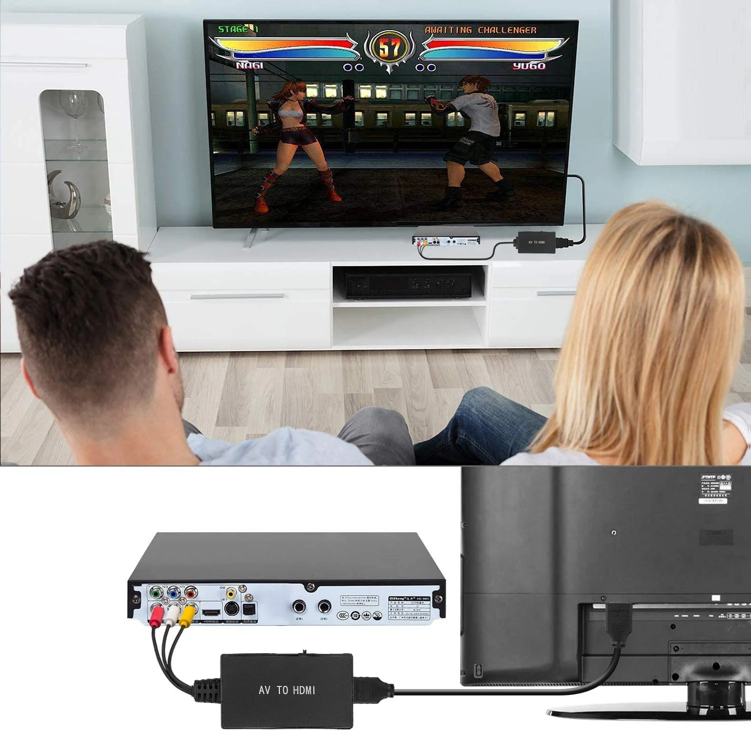 RCA to HDMI Converter, Composite to HDMI Adapter Support 1080P PAL/NTSC Compatible with PS one, PS2, PS3, STB, Xbox, VHS, VCR, Blue-Ray DVD Players - Image 3