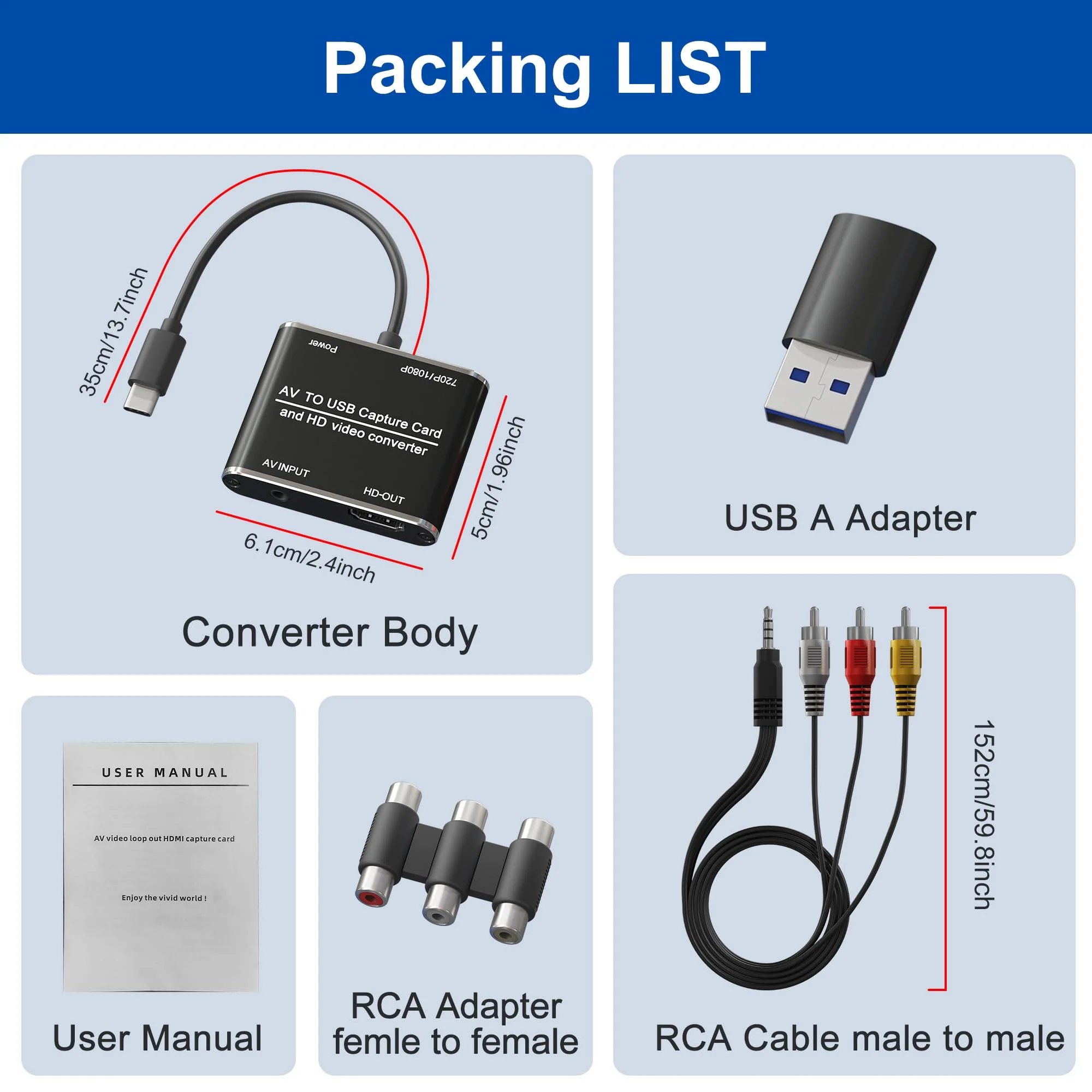 RCA to HDMI Converter & VHS to Digital Converter - USB Video Capture Card for VHS/VCR/DVD/AV - Analog to Digital Converter with 1080P HD Output, AV HDMI Adapter, Save and Digitize Old Videos - Image 8