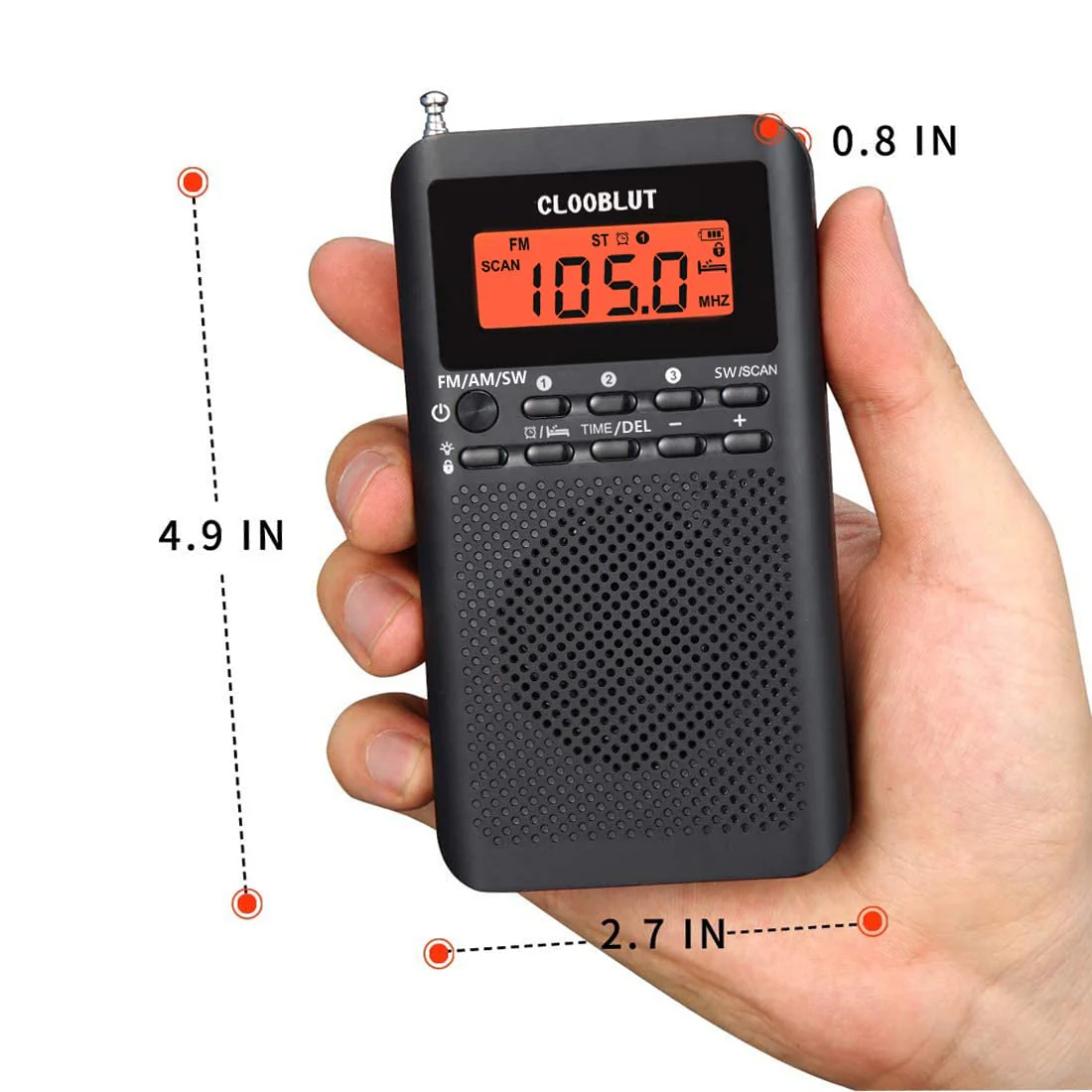 RD218 shortwave Radio FM/AM/SW Band Transistor Powered by AA Batteries with Key Backlight LCD Display Digital Alarm Clock Sleep Timer,Best Reception,Best Sound Quality Mini Radio for Running - Image 3