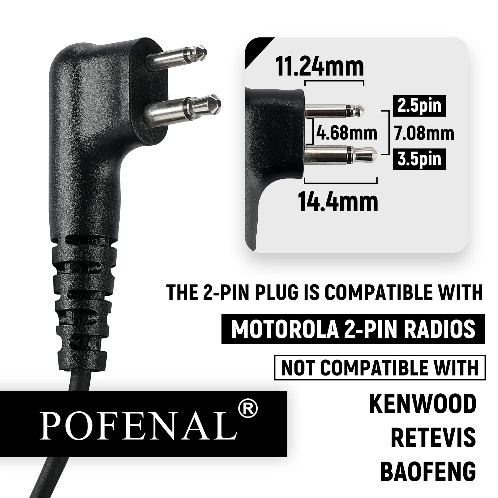 RDM2070D CLS1110 CLS1410 Single-Wire Walkie Talkie Earpiece Compatible for Motorola CP200 GP2000 XU1100 PRO1150 MU12 Radio with PTT Mic Headset C-Shaped 2 Pack C-shape 2 PCS - Image 3