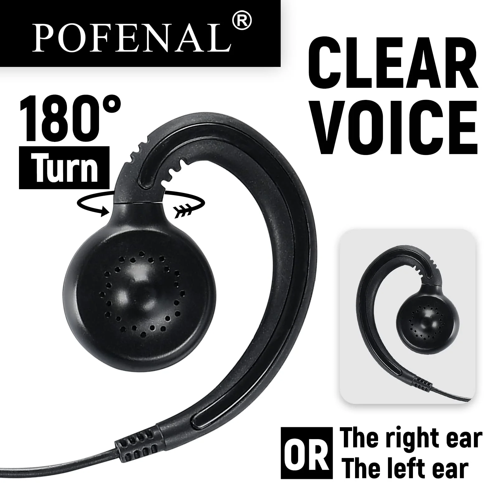 RDM2070D CLS1110 CLS1410 Single-Wire Walkie Talkie Earpiece Compatible for Motorola CP200 GP2000 XU1100 PRO1150 MU12 Radio with PTT Mic Headset C-Shaped 2 Pack C-shape 2 PCS - Image 4