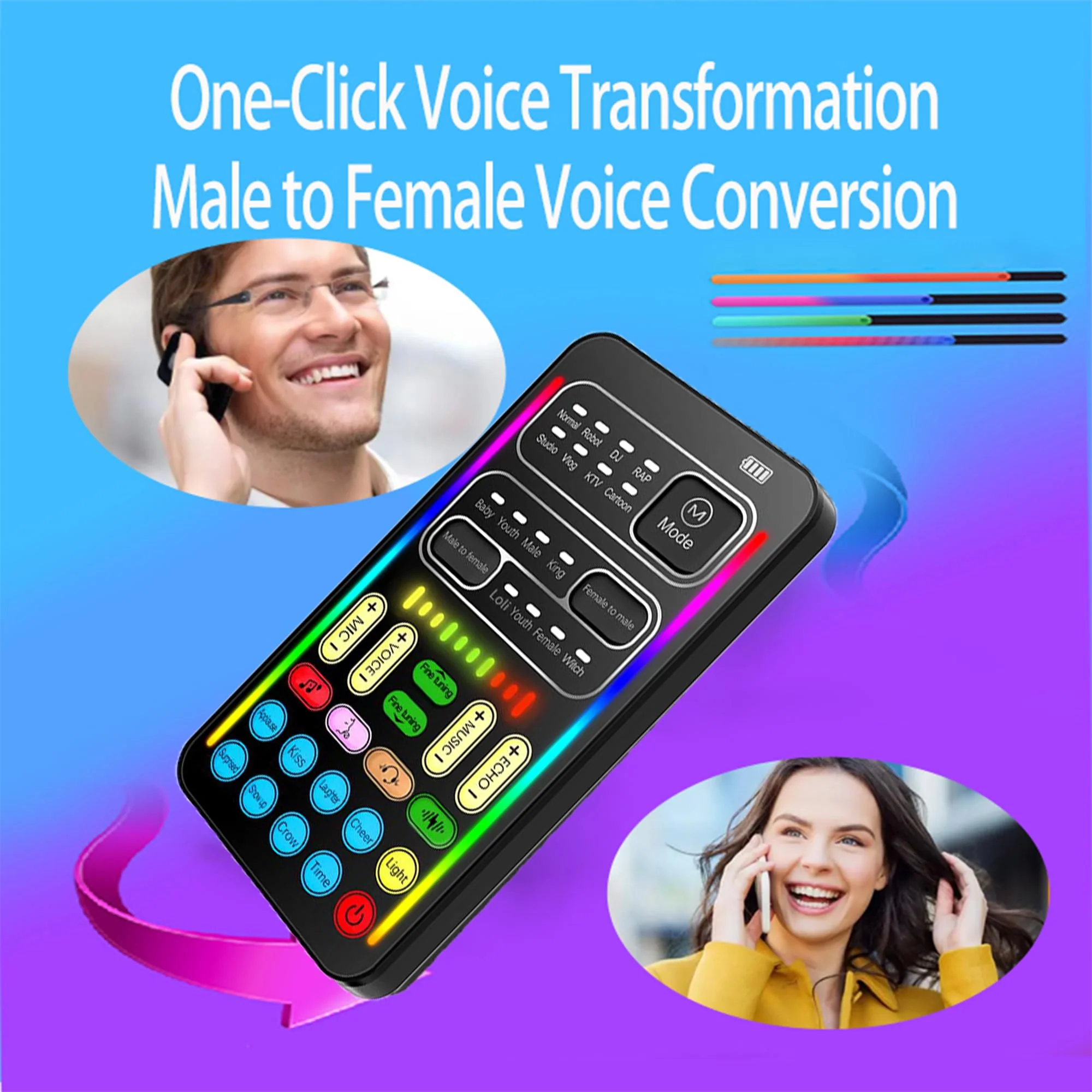Real-Time Voice Changer with Sound Card – 8 Voice Effects, Full Accessories Included (Mini Mic, Monitor Earphone, 2 Adapters), Plug & Play, Compatible with PC, PS5, Xbox, Switch, Android & iOS - Image 4
