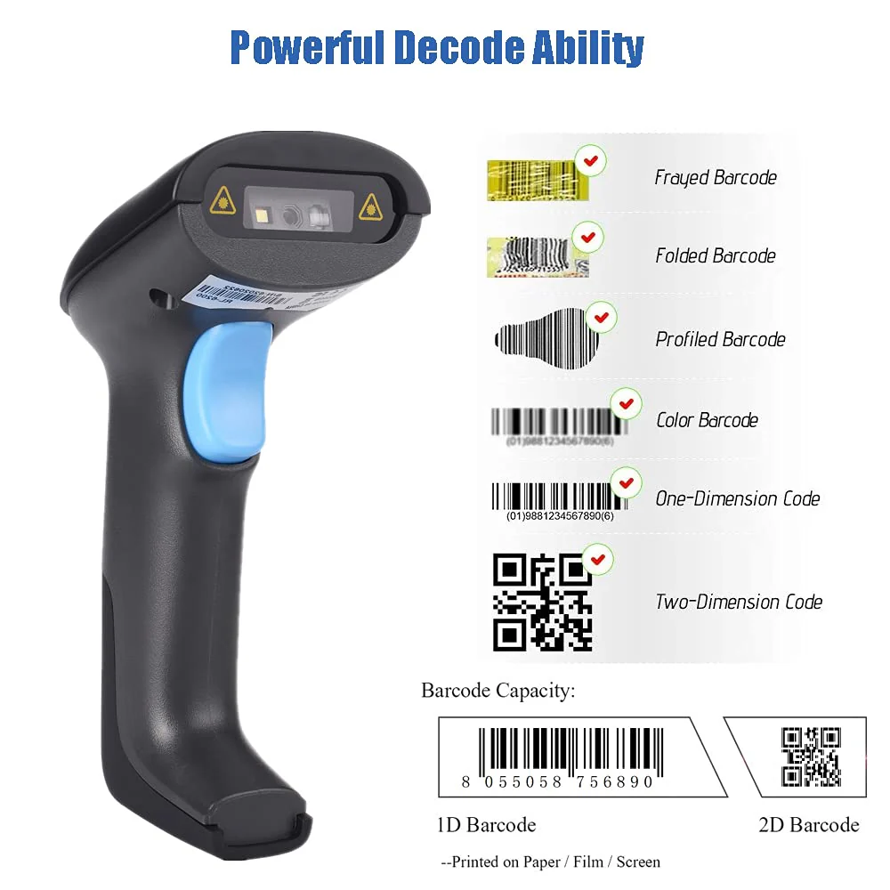 REALINN Wireless 2D QR Barcode Scanner Rechargeable Automatic Handheld Code Reader Dustproof Waterproof Shockproof Fast and Precide for Mobile Payment, Store, Supermarket, Warehouse - Image 4