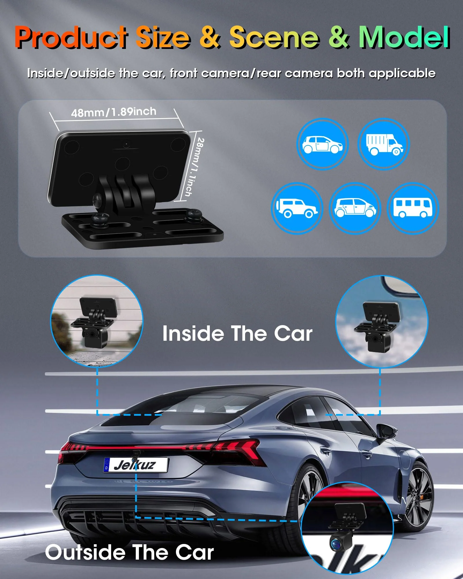 Rear Camera Holder Dash Cam Car Rear Camera Rear Window Bracket Backup Camera Mount 【Strong Adhesive】 180° Adjustment Rearview Camera Bracket Rear Windshield Bracket for SUV, Truck, RV, Auto - Image 2