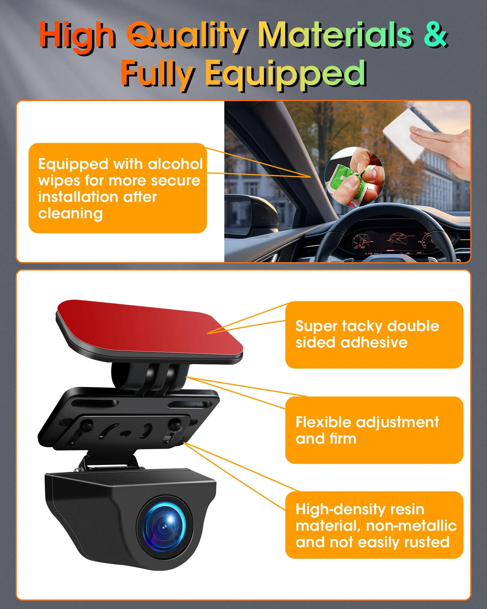 Rear Camera Holder Dash Cam Car Rear Camera Rear Window Bracket Backup Camera Mount 【Strong Adhesive】 180° Adjustment Rearview Camera Bracket Rear Windshield Bracket for SUV, Truck, RV, Auto - Image 4