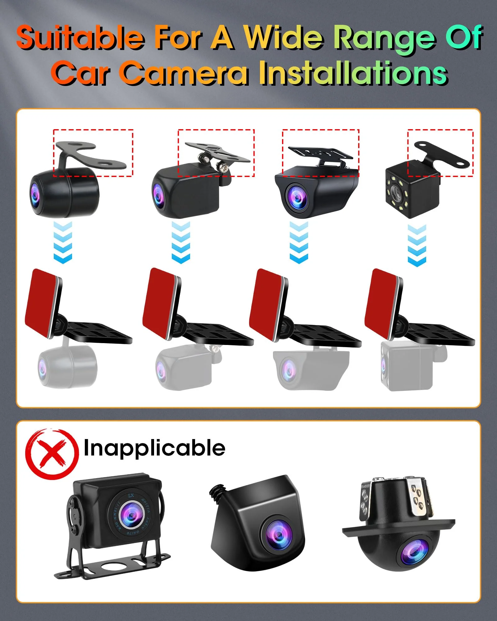 Rear Camera Holder Dash Cam Car Rear Camera Rear Window Bracket Backup Camera Mount 【Strong Adhesive】 180° Adjustment Rearview Camera Bracket Rear Windshield Bracket for SUV, Truck, RV, Auto - Image 5