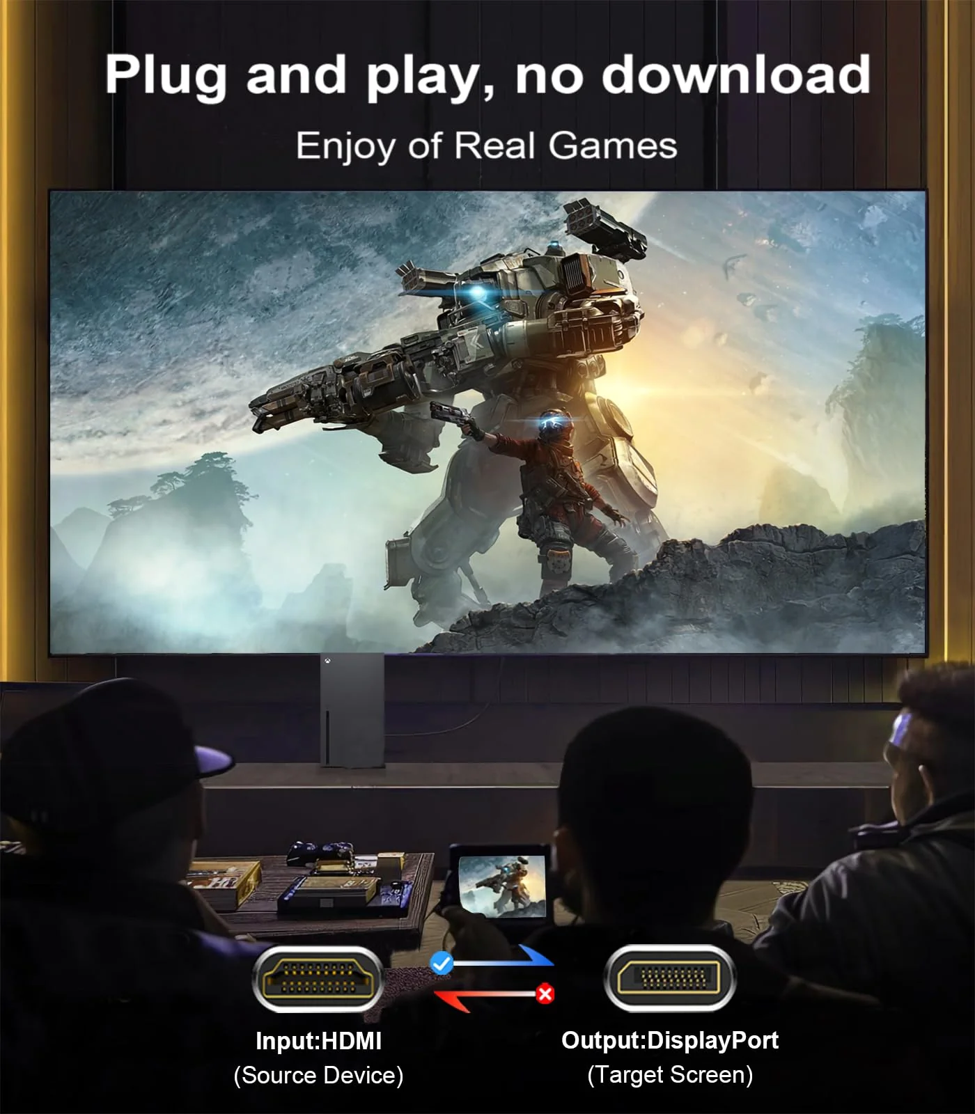 Reborn HDMI to DisplayPort Adapter | 4K@60Hz HDMI (Source) 2.0 Male to DP (Display) 1.2 Female Converter [1 Pack] HDMI to Display Port Adapter Compatible with Laptop,AMD,NVIDIA,PS5,Xbox and More - Image 5