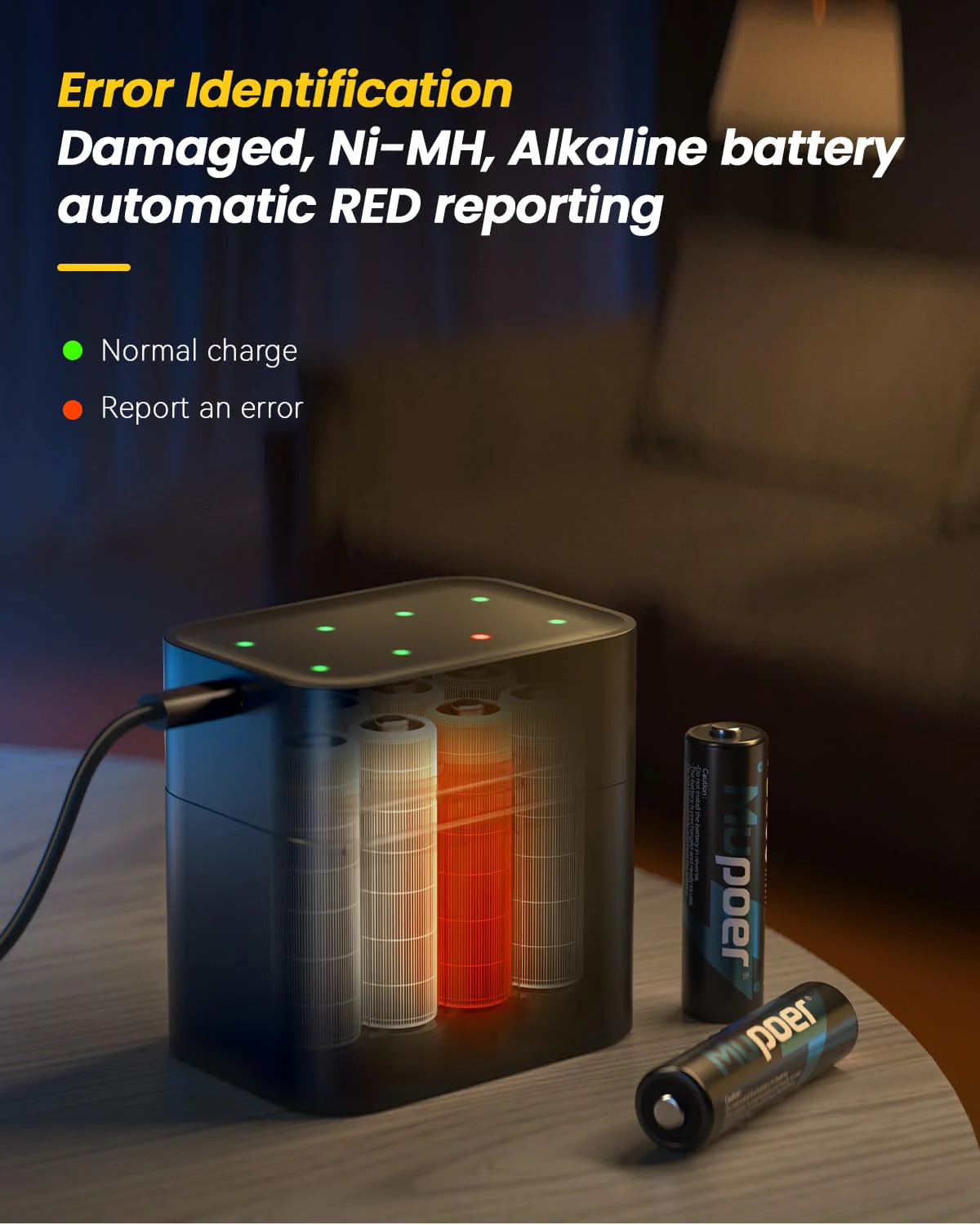 Rechargeable AA Batteries Lithium with Charger, 8 Pack 1.5V 3000mWh Double A Batteries Rechargeable, Long Lasting AA Li-ion Battery with Integrated Charging Storage Box - Blue - Image 4