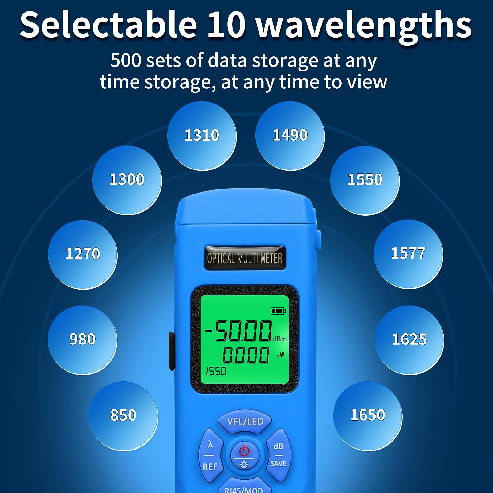 Rechargeable Fiber Light Power Meter L-C50 (-50~+26dBm) Mini Fiber Optic Tester SC/FC/ST/LC Interface, Built-in Visual Fault Locator and RJ45tester with 1 FC-LC Adapter blue L-C50 15 - Image 4