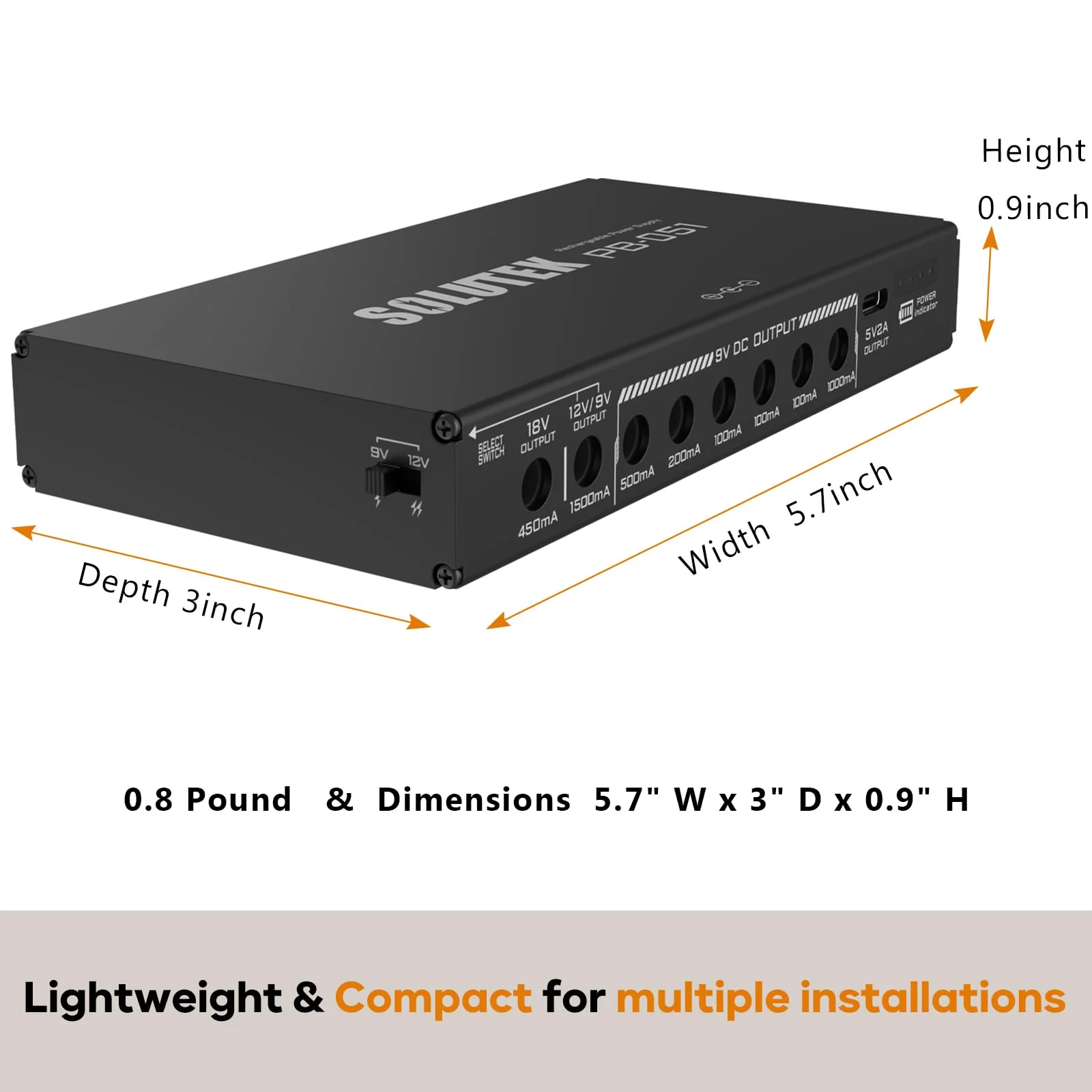 Rechargeable Guitar Pedal Power Supply | 12800 High-Current 2000mA 9V 12V 18V 5V for Pedal Board and More Devices | Compact Convenient Quiet Powerful Model PB-051 - Image 4