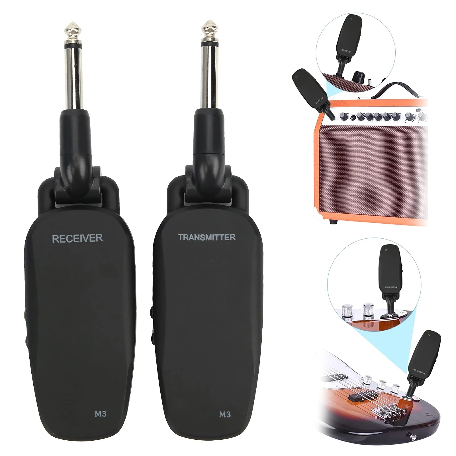 Rechargeable Guitar Transmitter Receiver Audio System 48kHz 24-bit 20Hz-20kHz Electronic Bass Pickup Amplifier Accessories - Image 4