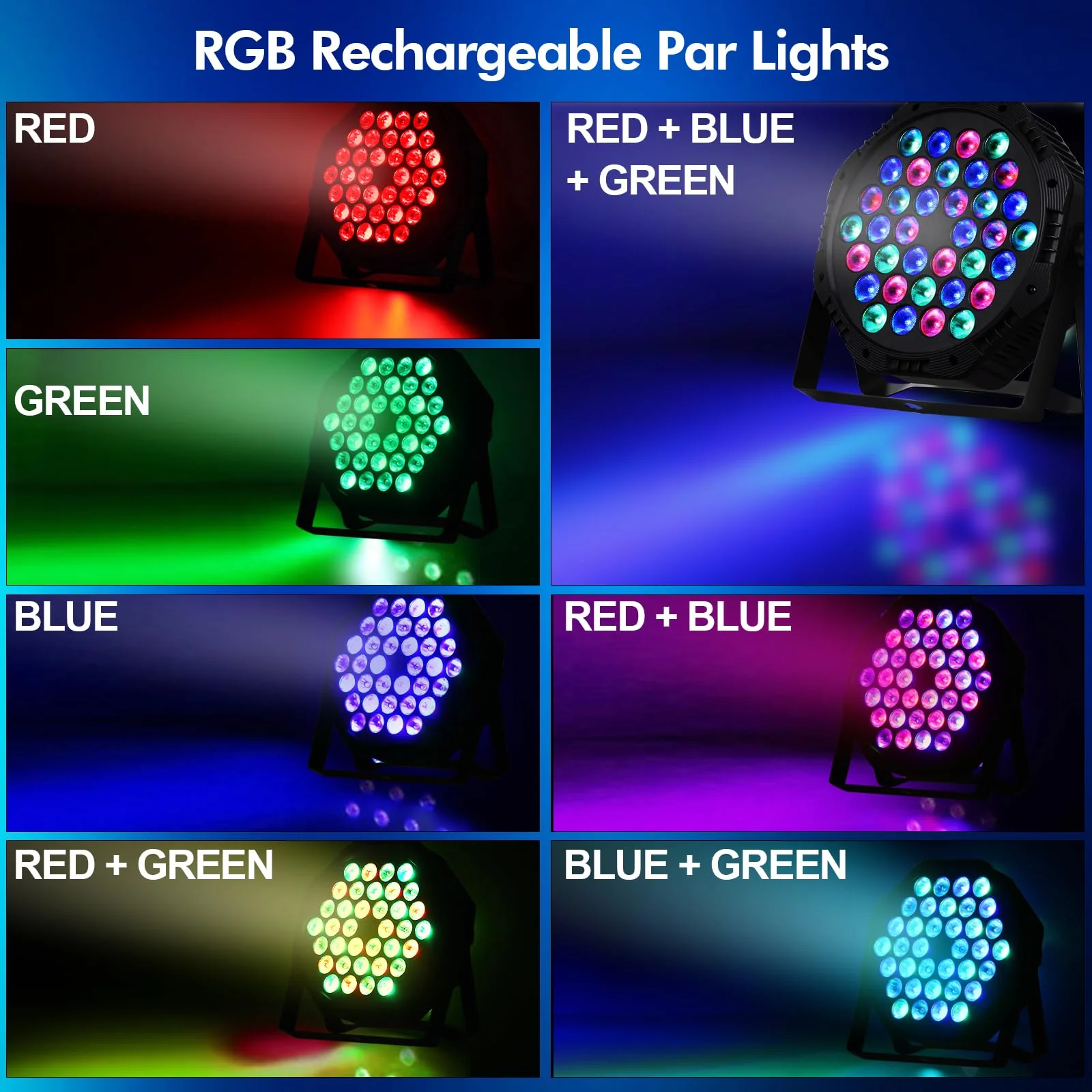 Rechargeable LED Par Can Lights, RGB Battery Powered Stage Uplights with Sound Activated Remote & DMX Control for Festival Event Wedding Bar Church 1 - Image 2