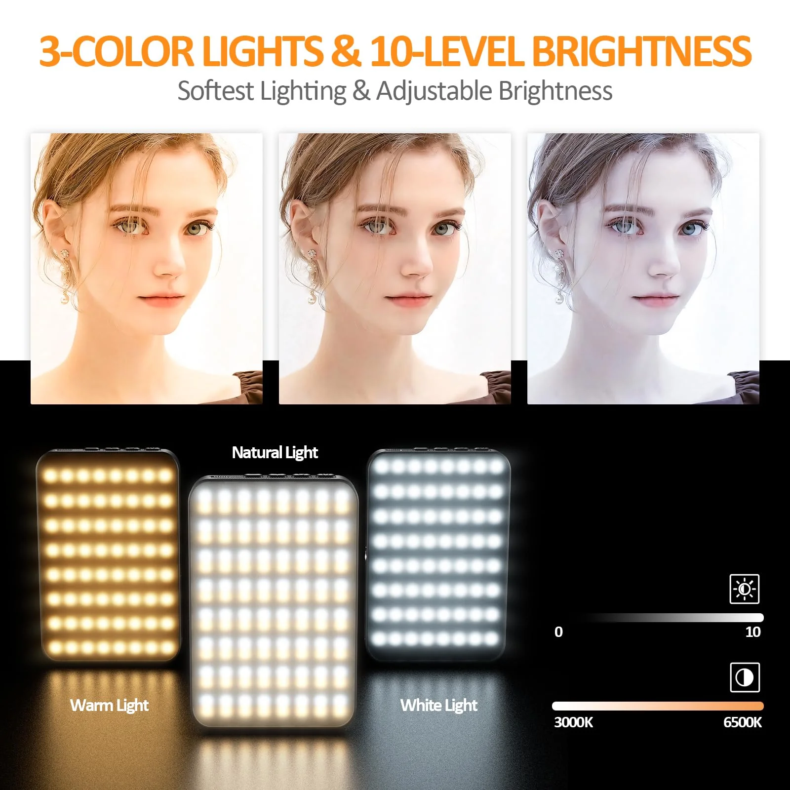 Rechargeable Magnetic Phone Selfie Light 128 LED Fill Light with Phone Clip & Cold Shoe,Adjusted 3 Light Modes for Magsafe Phone Selfies,Laptop,iPad,TikTok,Video Vlog,Makeup,Camera - Image 3