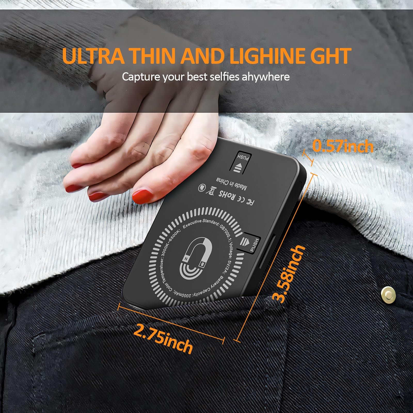 Rechargeable Magnetic Phone Selfie Light 128 LED Fill Light with Phone Clip & Cold Shoe,Adjusted 3 Light Modes for Magsafe Phone Selfies,Laptop,iPad,TikTok,Video Vlog,Makeup,Camera - Image 6
