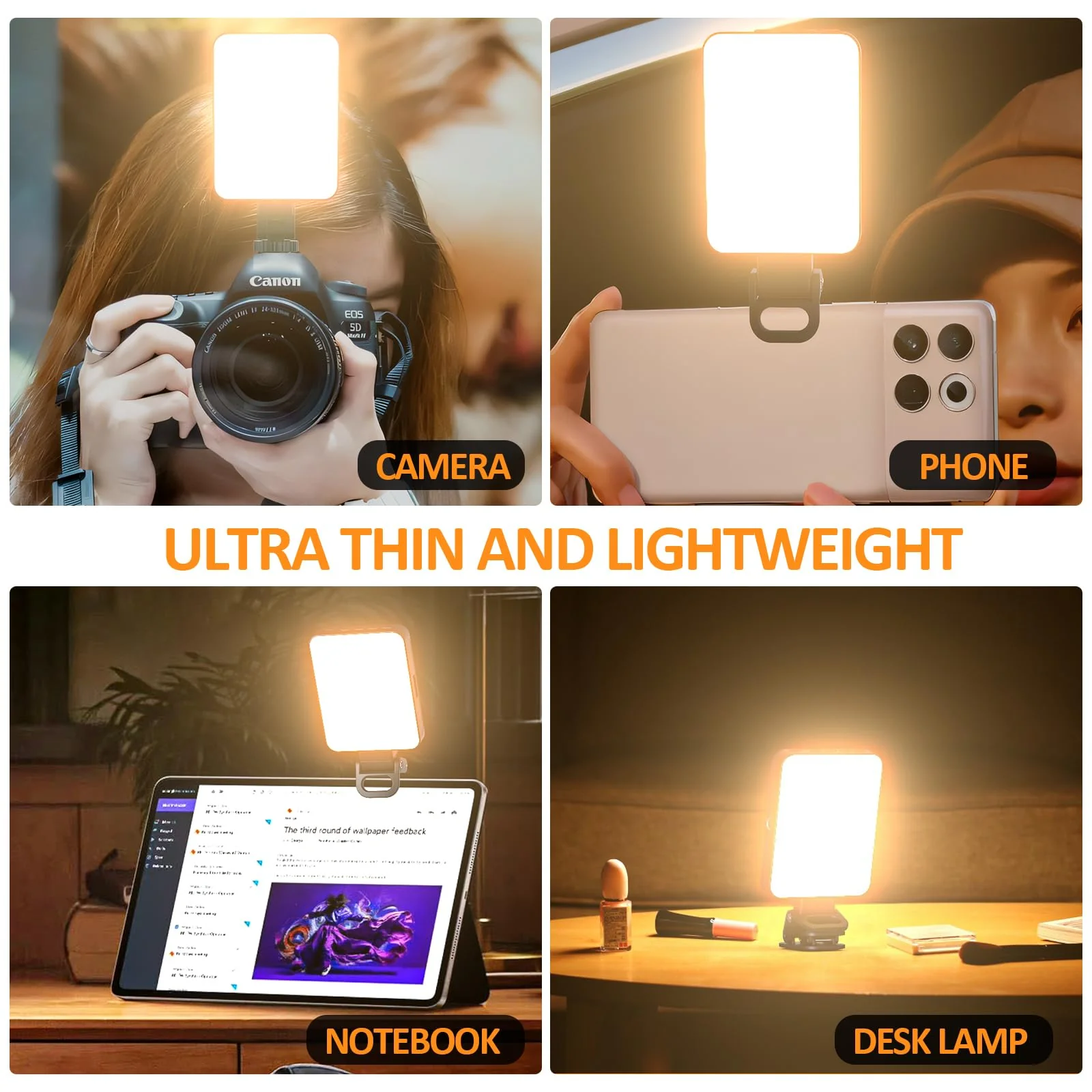 Rechargeable Magnetic Phone Selfie Light 128 LED Fill Light with Phone Clip & Cold Shoe,Adjusted 3 Light Modes for Magsafe Phone Selfies,Laptop,iPad,TikTok,Video Vlog,Makeup,Camera - Image 7
