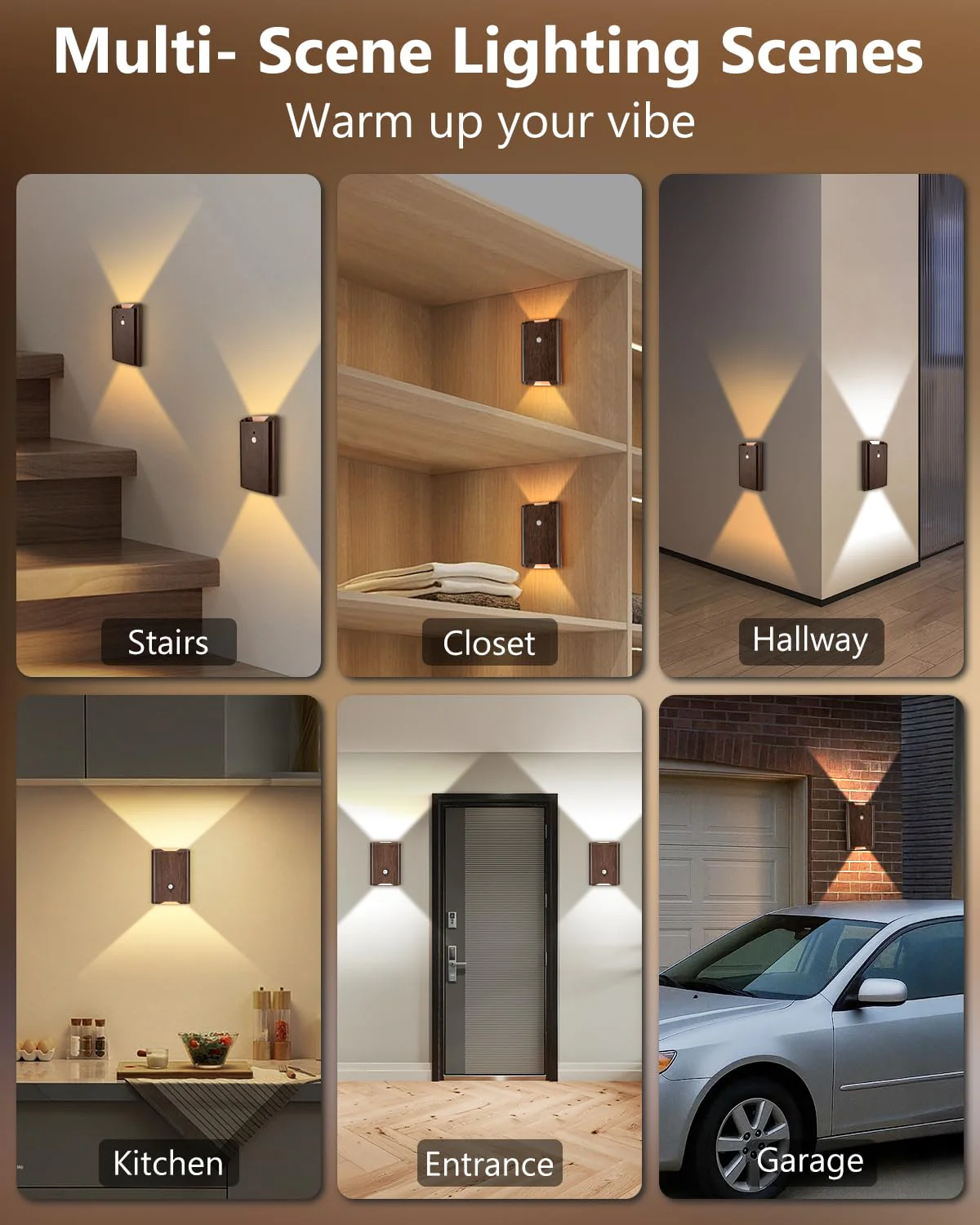 Rechargeable Motion Sensor Wall Sconce Set of 2 – 5000mAh Wireless Battery Operated Wall Light Indoor, 3 Colors Up/Down Lighting Magnetic Night Light with Remote Control for Bedroom, Hallway (Walnut) Walnut 2 Pack - Image 7