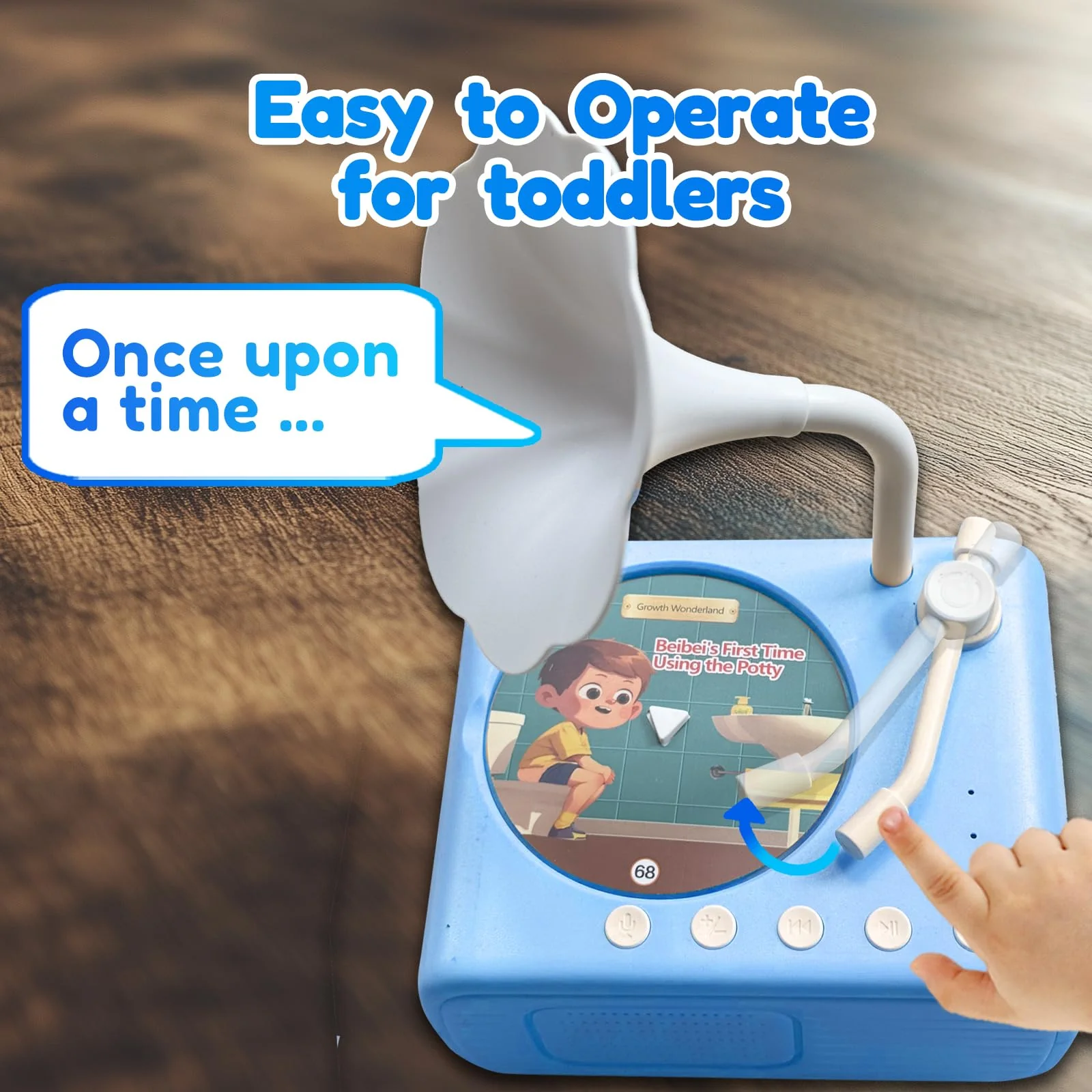 Record Music Player for Kids - Toddler Phonograph with 96 Audio Tracks, 8 Recordable DIY Discs, Bluetooth Story Music Speaker Machine, Bedtime Dream Gift for Boys Girls 3-12 Classroom School (Blue) Blue - Image 2
