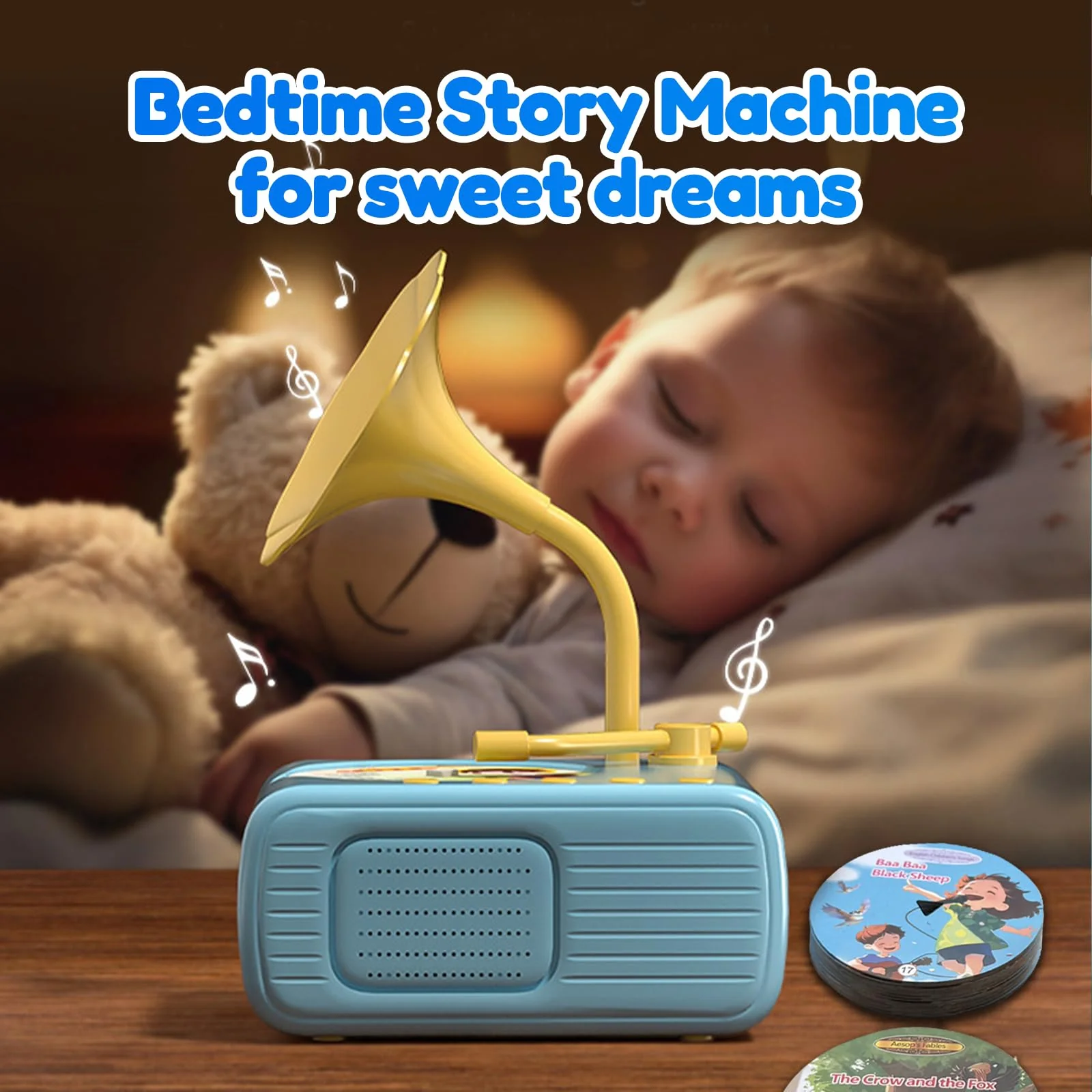 Record Music Player for Kids - Toddler Phonograph with 96 Audio Tracks, 8 Recordable DIY Discs, Bluetooth Story Music Speaker Machine, Bedtime Dream Gift for Boys Girls 3-12 Classroom School (Blue) Blue - Image 5