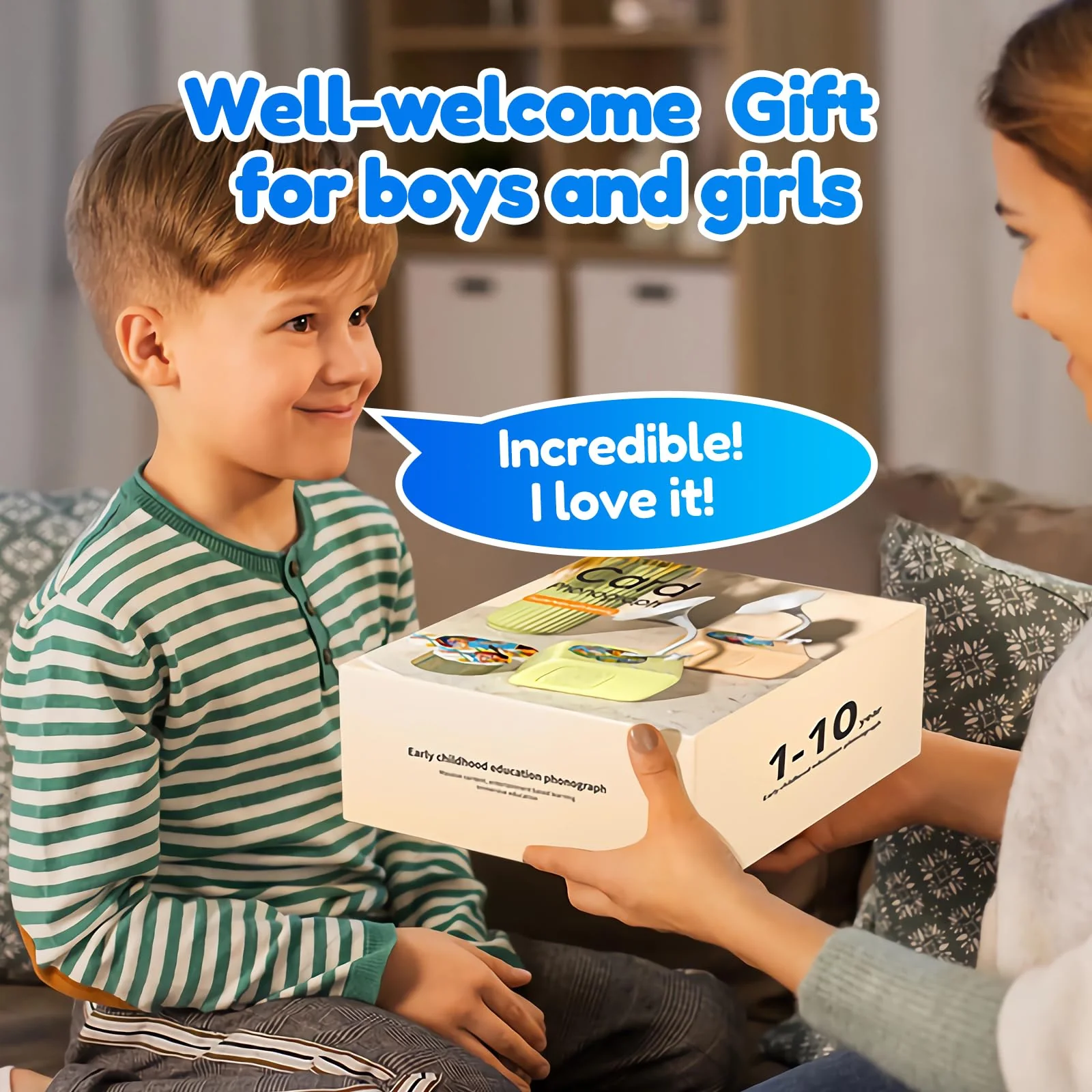 Record Music Player for Kids - Toddler Phonograph with 96 Audio Tracks, 8 Recordable DIY Discs, Bluetooth Story Music Speaker Machine, Bedtime Dream Gift for Boys Girls 3-12 Classroom School (Blue) Blue - Image 6