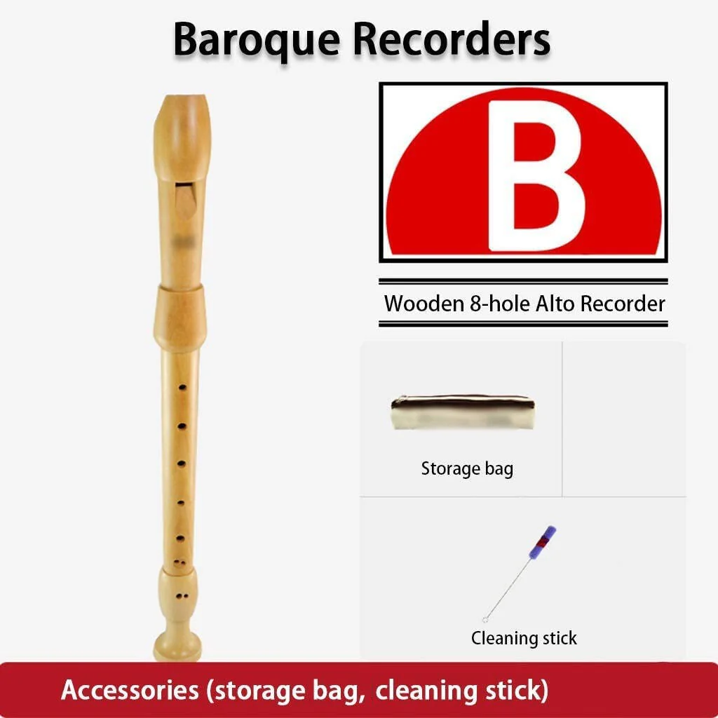 Recorders Instrument, German Recorders 8 Holes for Beginners, Baroque Recorders 3 Piece for Professional, Maple Wood F Key Alto Flute Instrument, with Cleaning Stick,Storage Bag Barque Style - Image 3