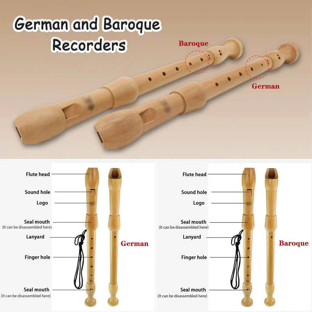 Recorders Instrument, German Recorders 8 Holes for Beginners, Baroque Recorders 3 Piece for Professional, Maple Wood F Key Alto Flute Instrument, with Cleaning Stick,Storage Bag Barque Style - Image 5